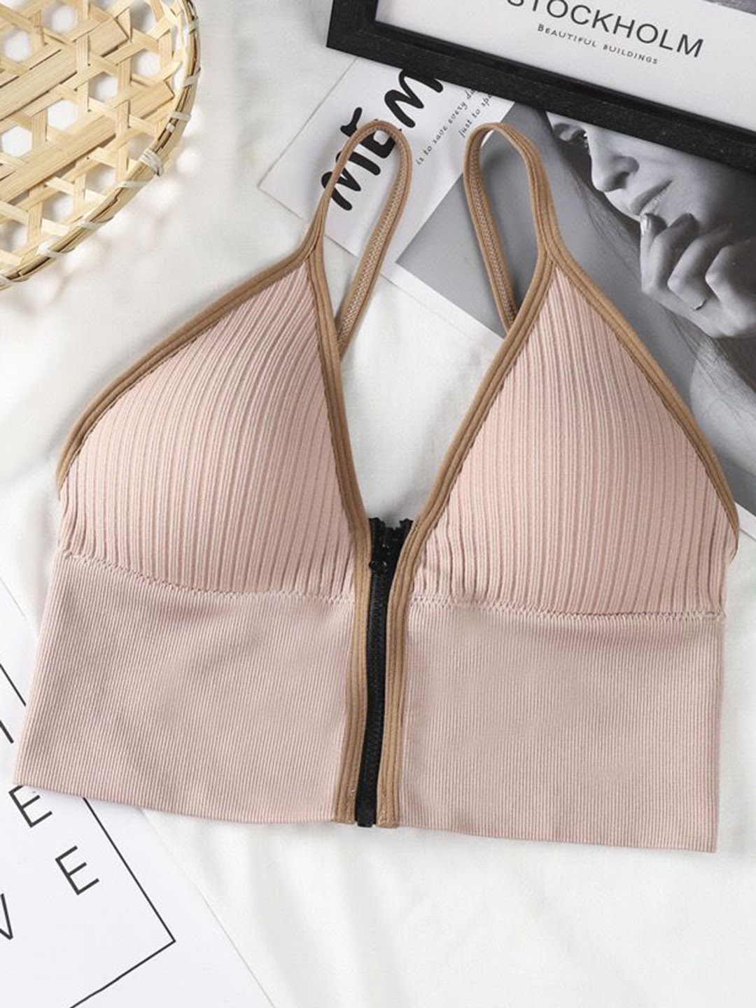 

MADE FOR HER LABEL Lightly Padded Cami Bralette Bra MFH-EMERY-PINK-FREE SIZE-PINK