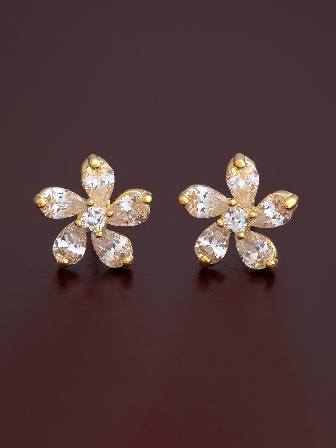 

Kushal's Fashion Jewellery 92.5 Silver Gold-Plated CZ Studded Studs Earrings