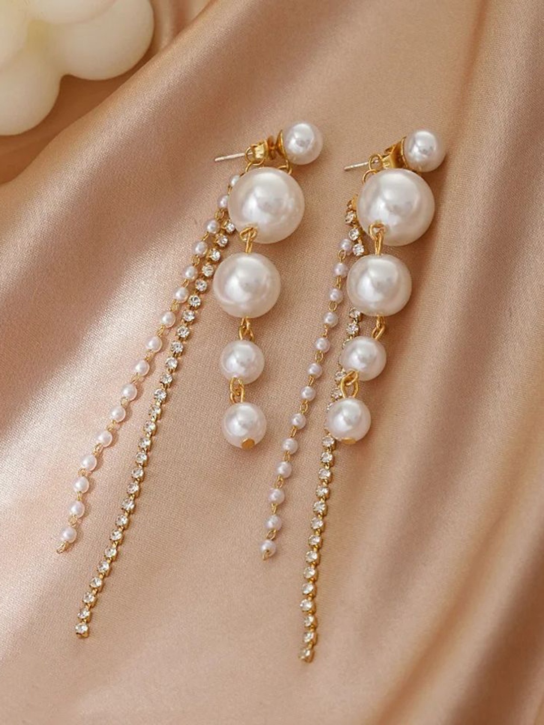 

Celestique Pearls Spherical Shaped Drop Earrings, Gold