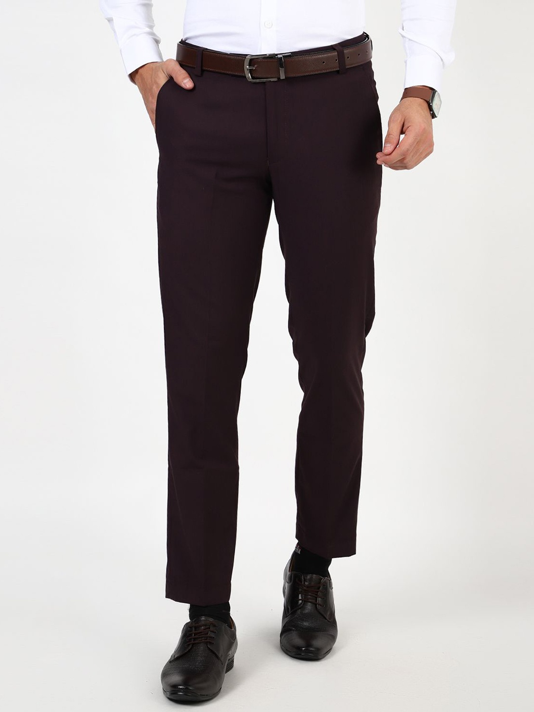 

MENTOOS Men Relaxed Trousers, Maroon
