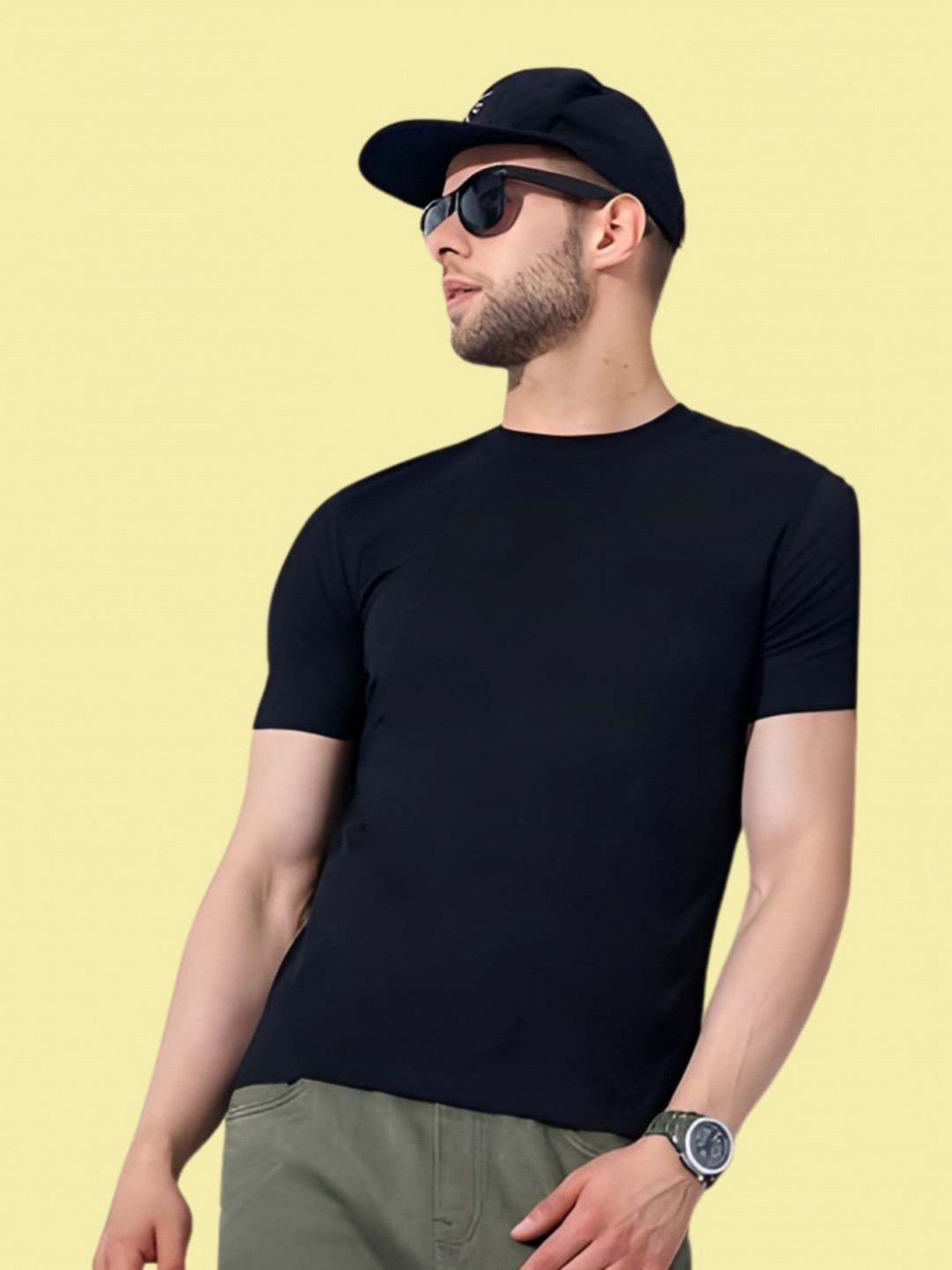 

THE BEETEL HOUSE Men Drop-Shoulder Sleeves T-shirt, Black