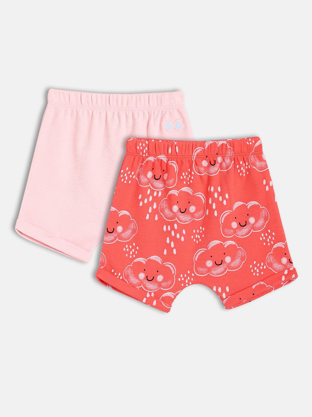 

MINI KLUB Girls Pack Of 2 Conversational Printed Mid-Rise Shorts, Pink