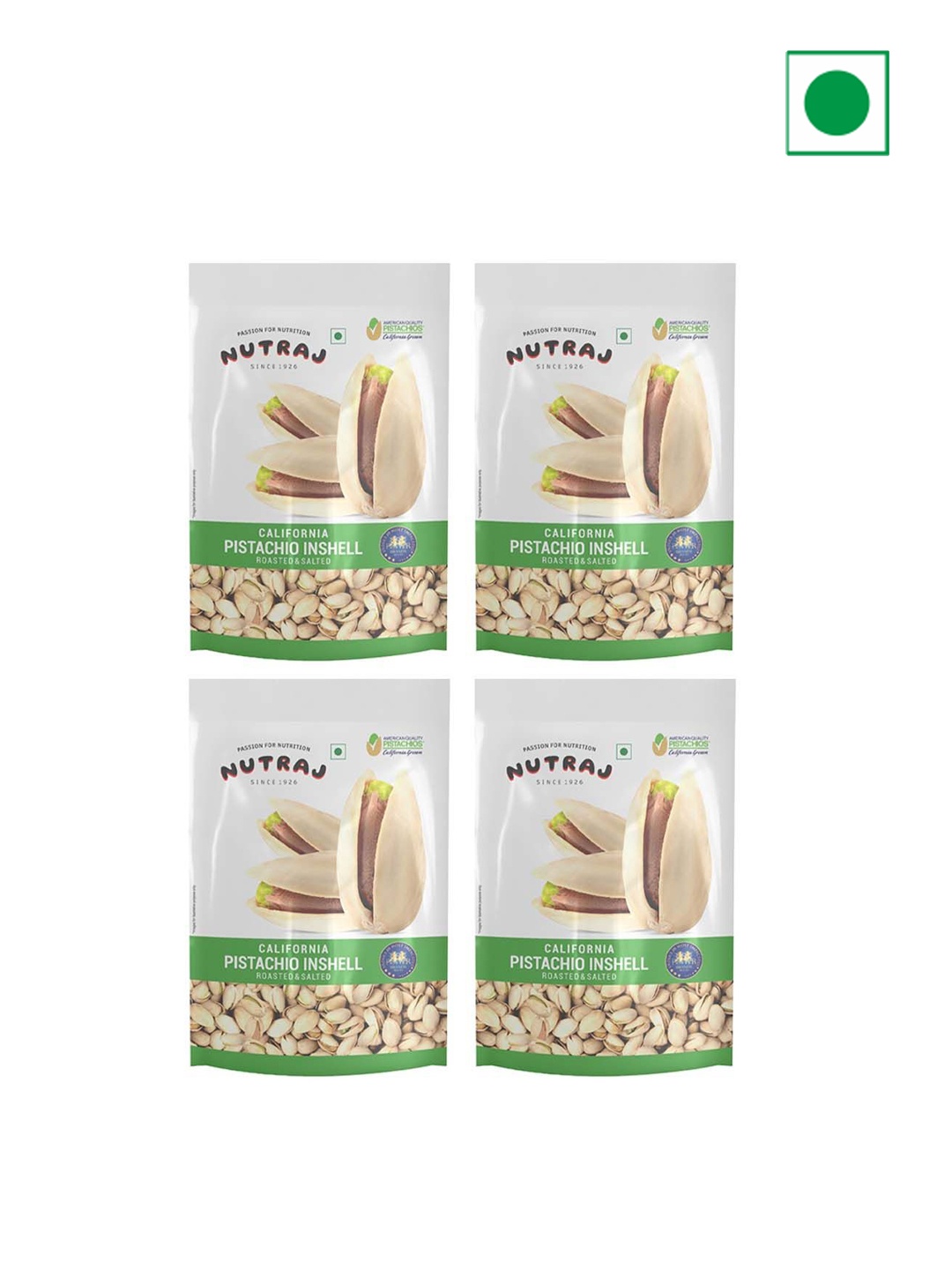 

Nutraj Set Of 4 California Roasted Salted Pistachios - 200g Each, White