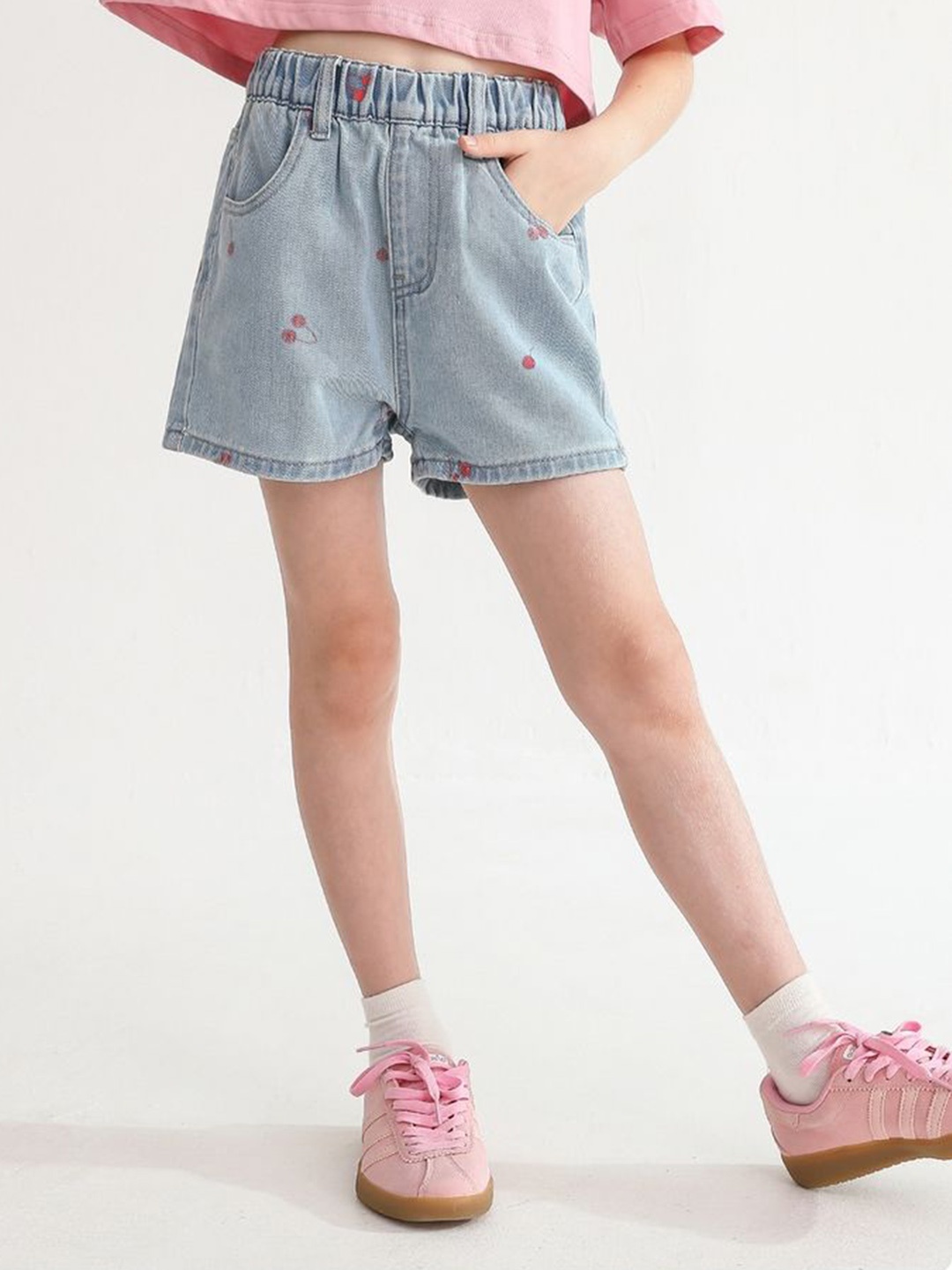 

LULU & SKY Girls High-Rise Denim Shorts, Blue