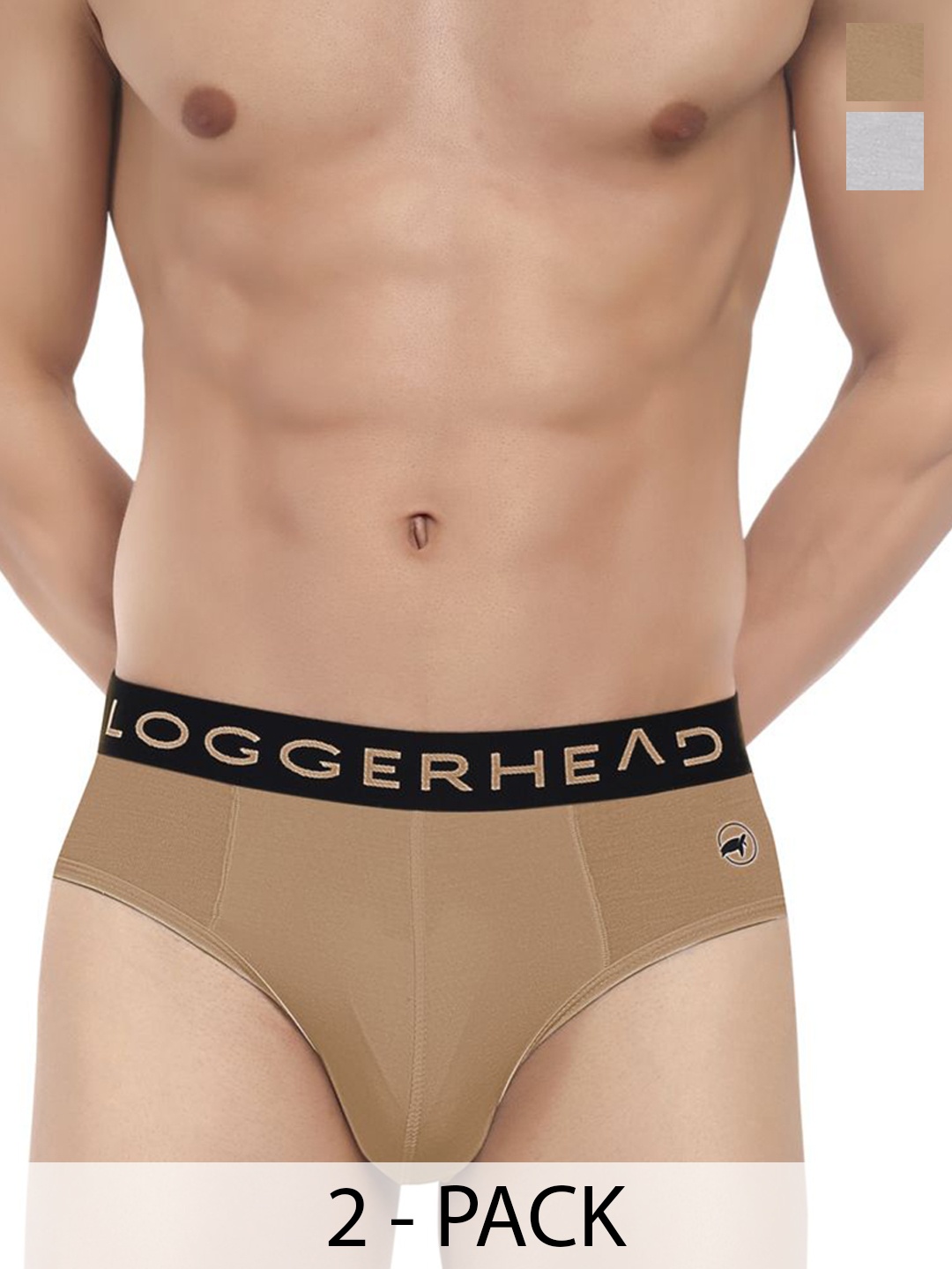 

LOGGERHEAD Pack Of 2 Cotton Hipster Briefs LHMB013-Sinopia-Harbar, Brown