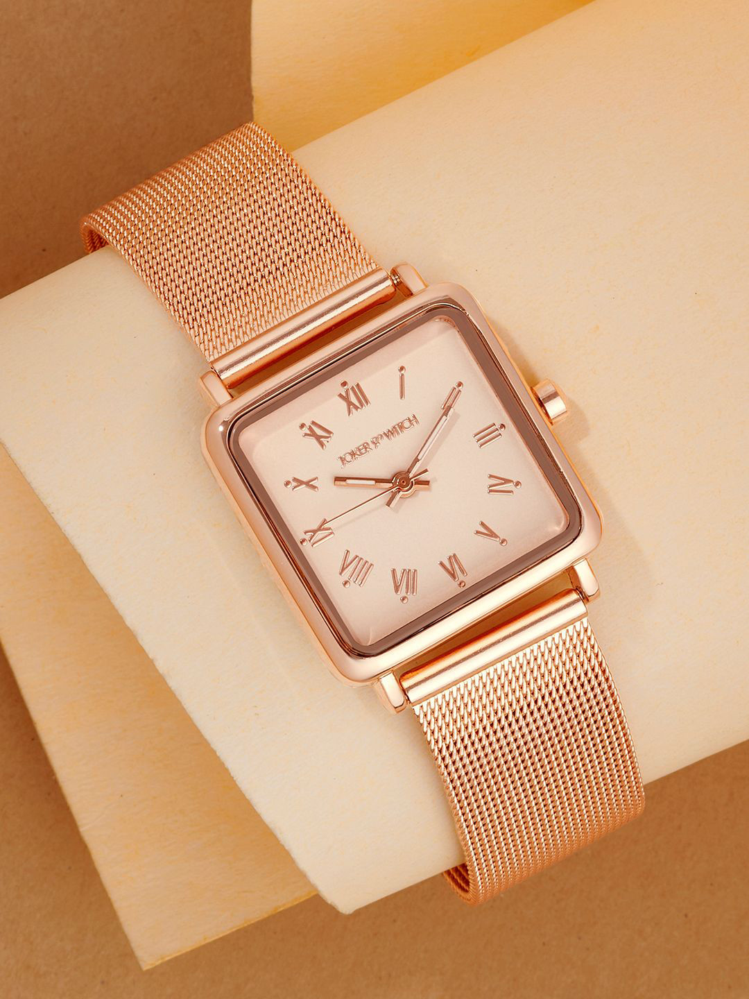 

JOKER & WITCH Women Patterned Dial & Stainless Steel Bracelet Style Straps Watch AMWW954, Rose gold