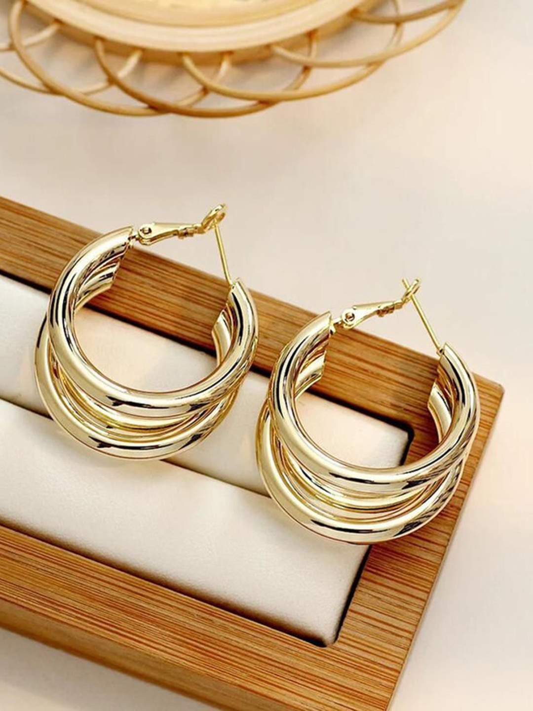 

Celestique Korean Curved Contemporary Hoops, Silver