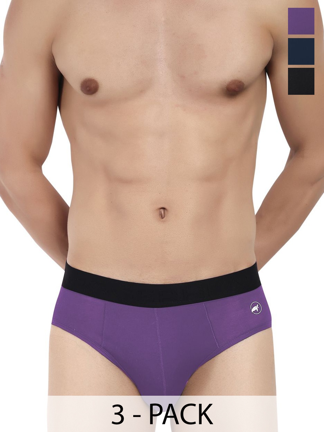 

LOGGERHEAD Men Pack of 3 Cotton Hipster Briefs LHMB002, Navy blue