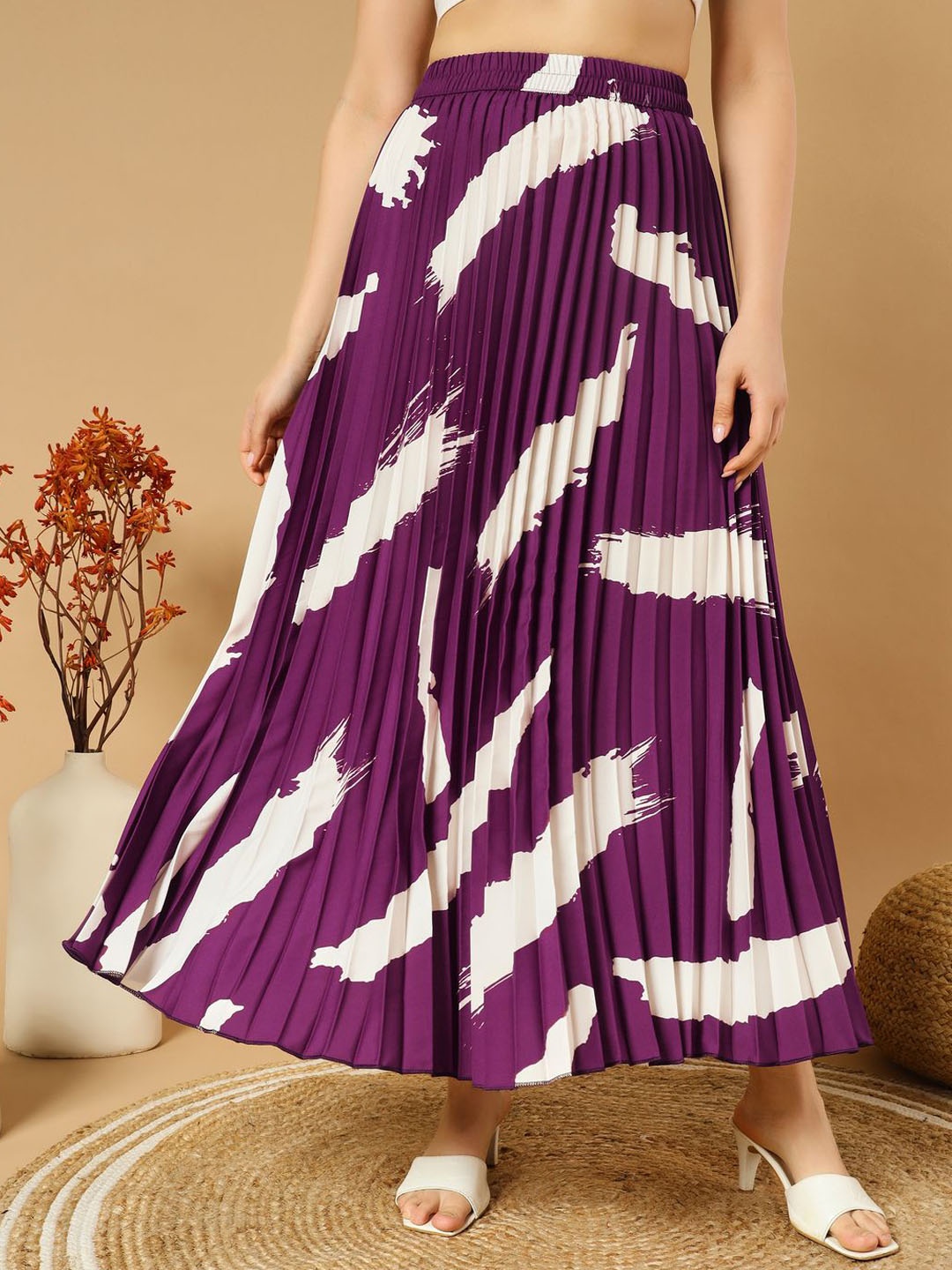

ZWERLON Women Printed A-Line Maxi Skirt, Purple