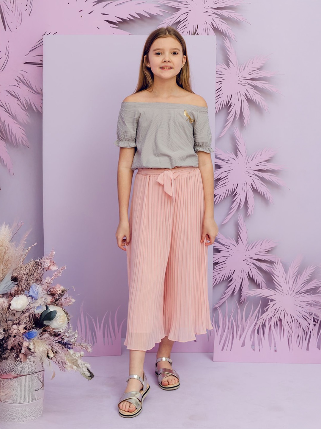 

FOREVER FRIDAY Girls Solid Bardot Top, Grey