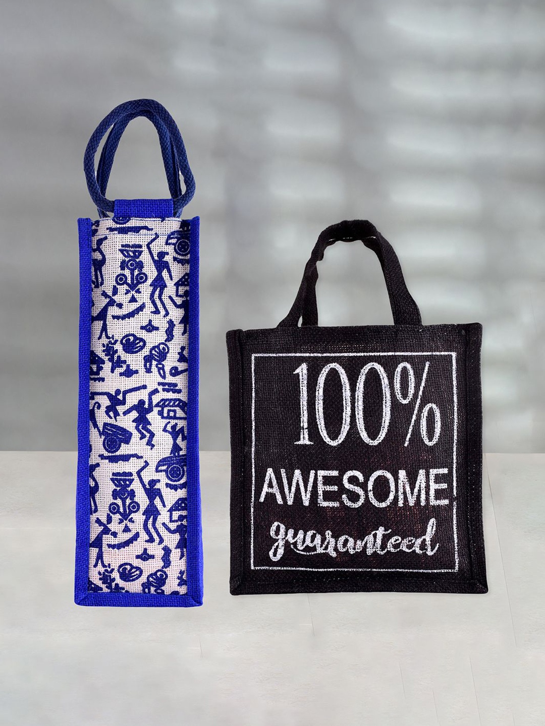 

Kuber Industries Set of 2 Other Prints Lunch bags Travel Accessory, Blue