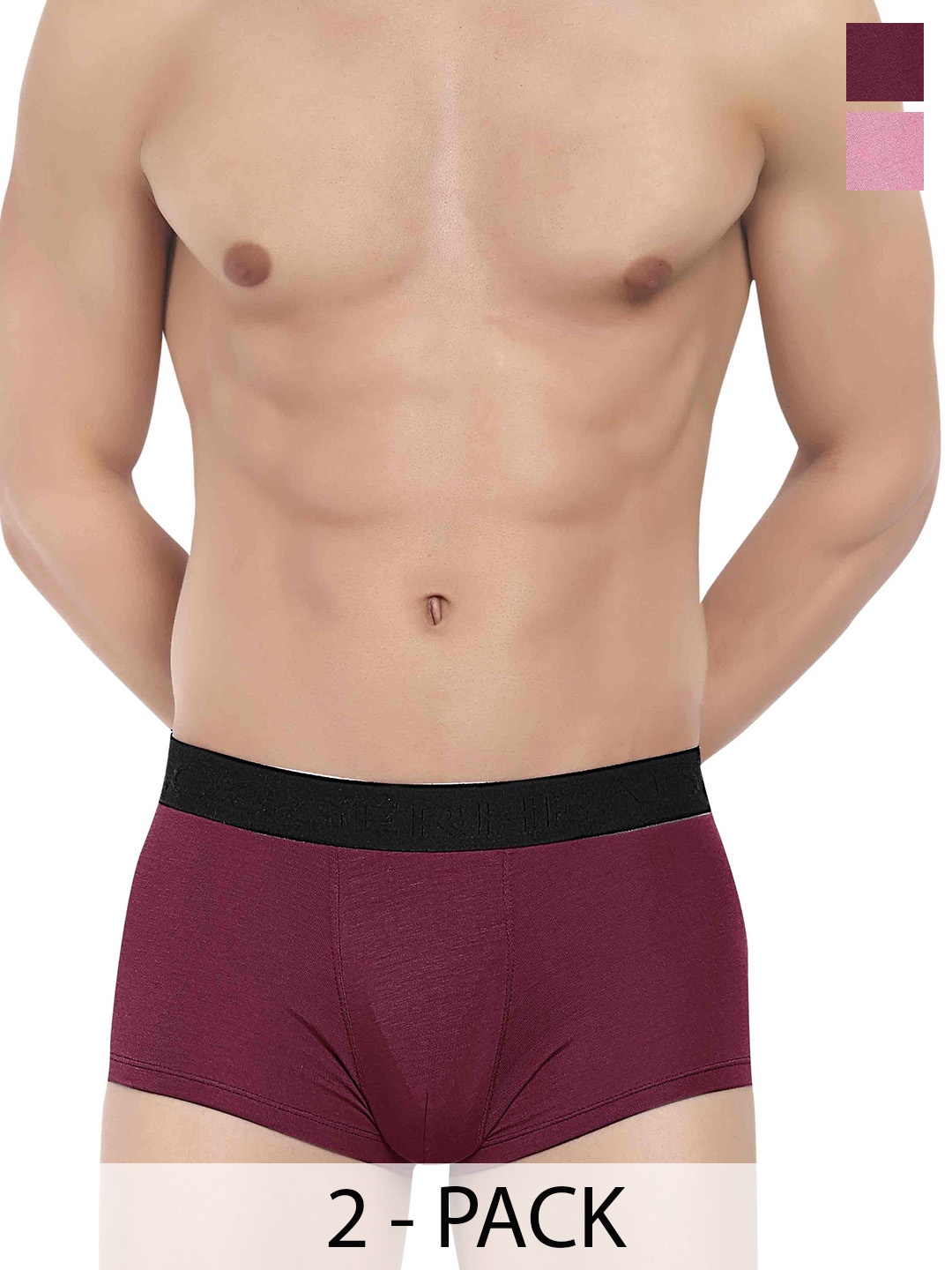 

LOGGERHEAD Pack Of 2 Cotton Short Trunks LHMT002-Maroon-Pink