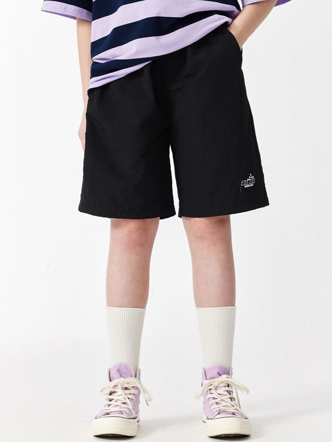 

LULU & SKY Kids Printed High-Rise Shorts, Black