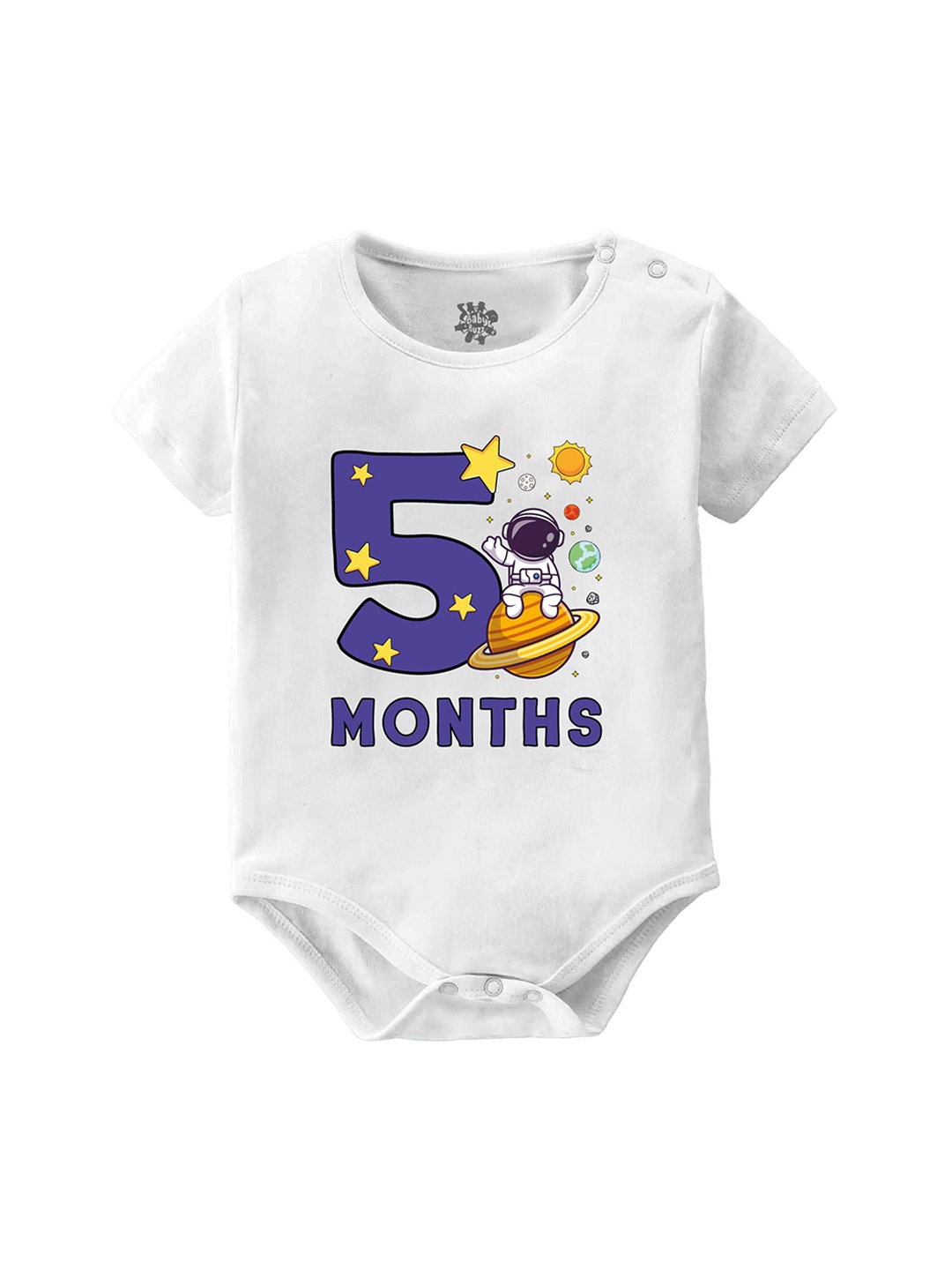 

Baby Buzz Infants Printed Pure Cotton Bodysuit, White