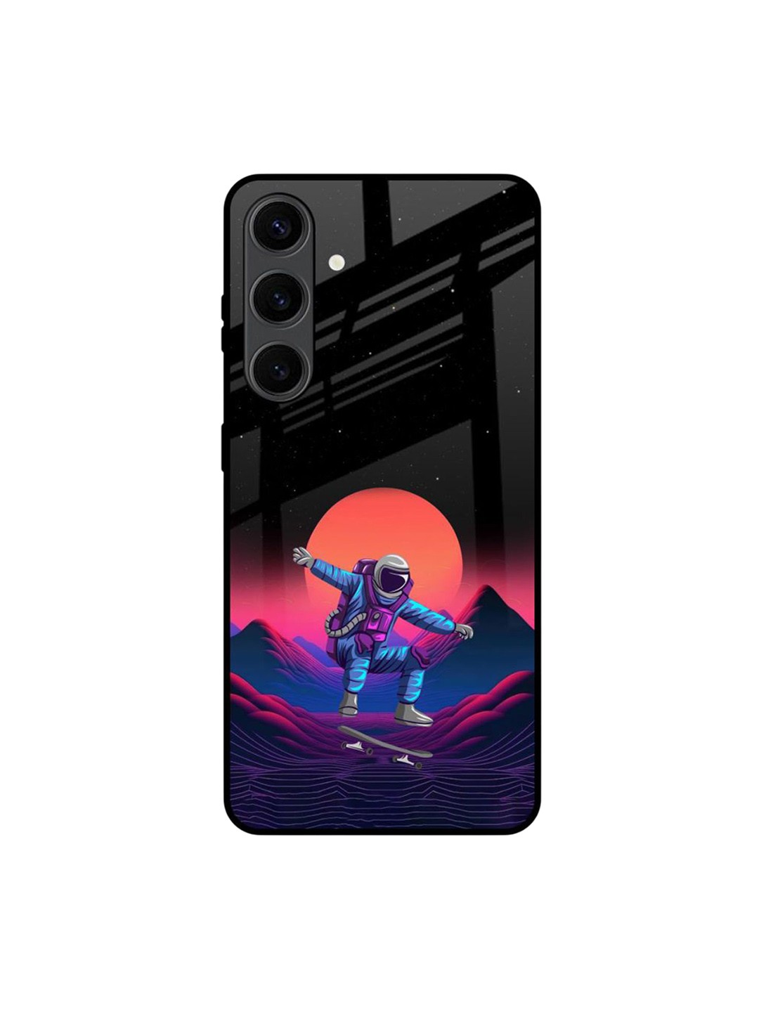 

QRIOH Retro Astronaut Printed Samsung Galaxy S24 Plus Back Case, Black