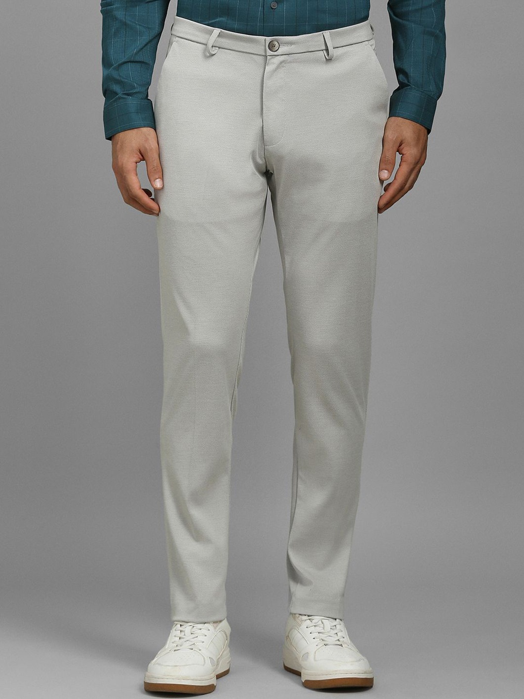 

Louis Philippe Men Slim Fit Mid-Rise Trousers, Grey