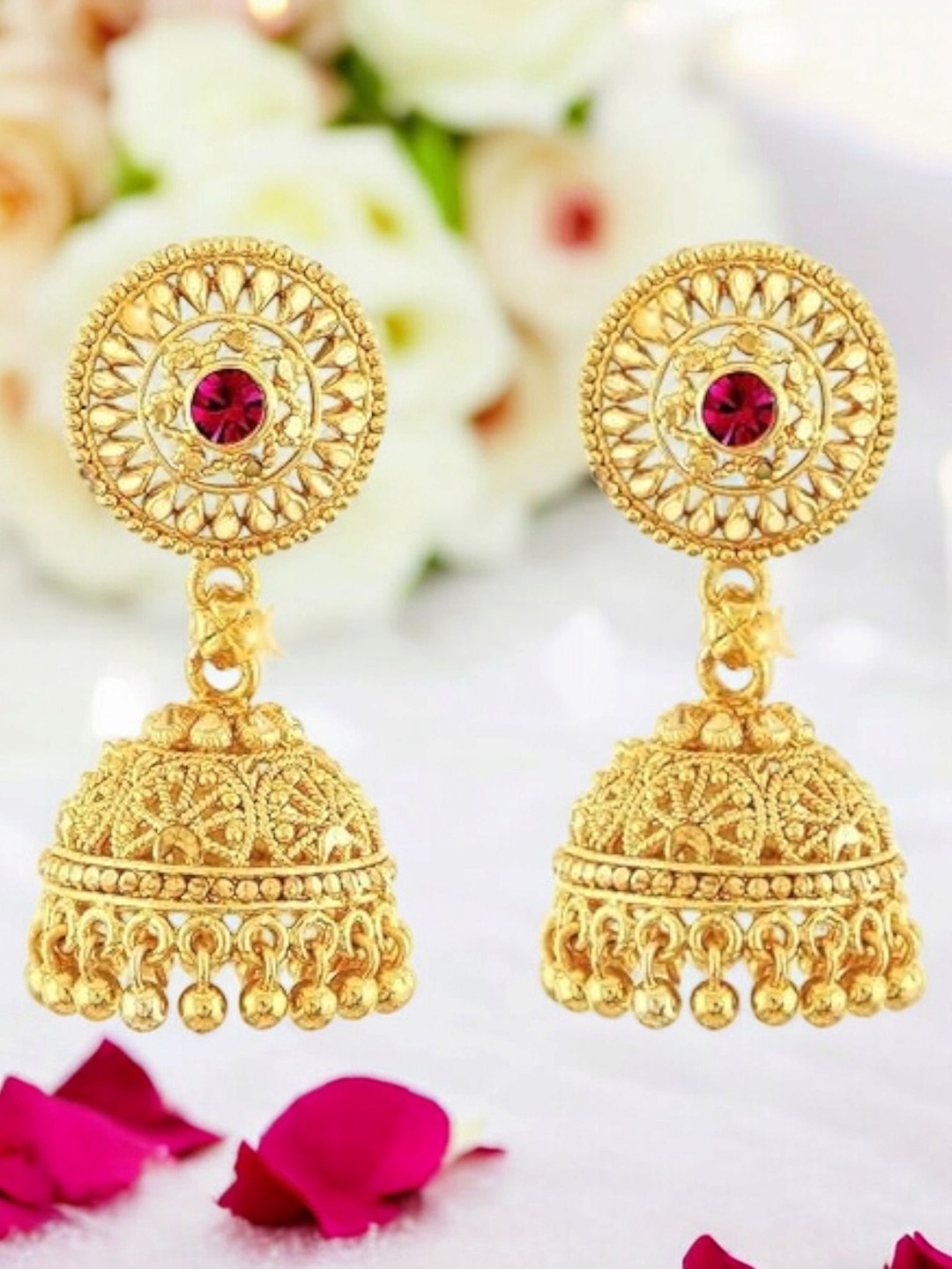

DIVASTRI Gold-Plated Dome Shaped Jhumkas
