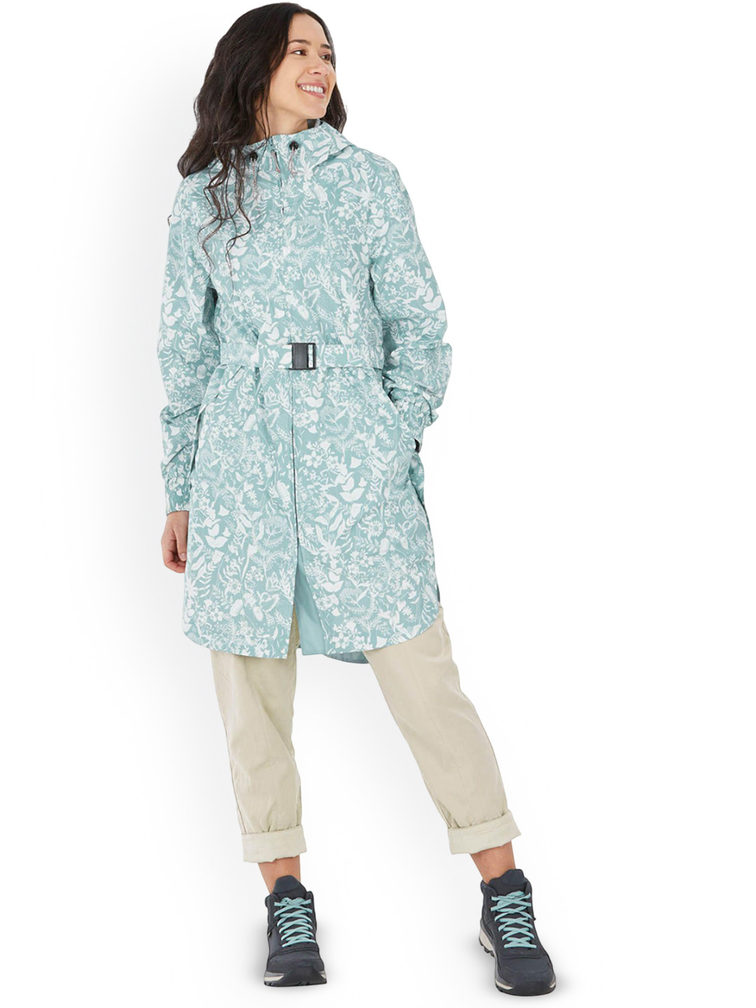 

Quechua By Decathlon Women Hooded Floral Printed Casual Bomber Jacket, Blue