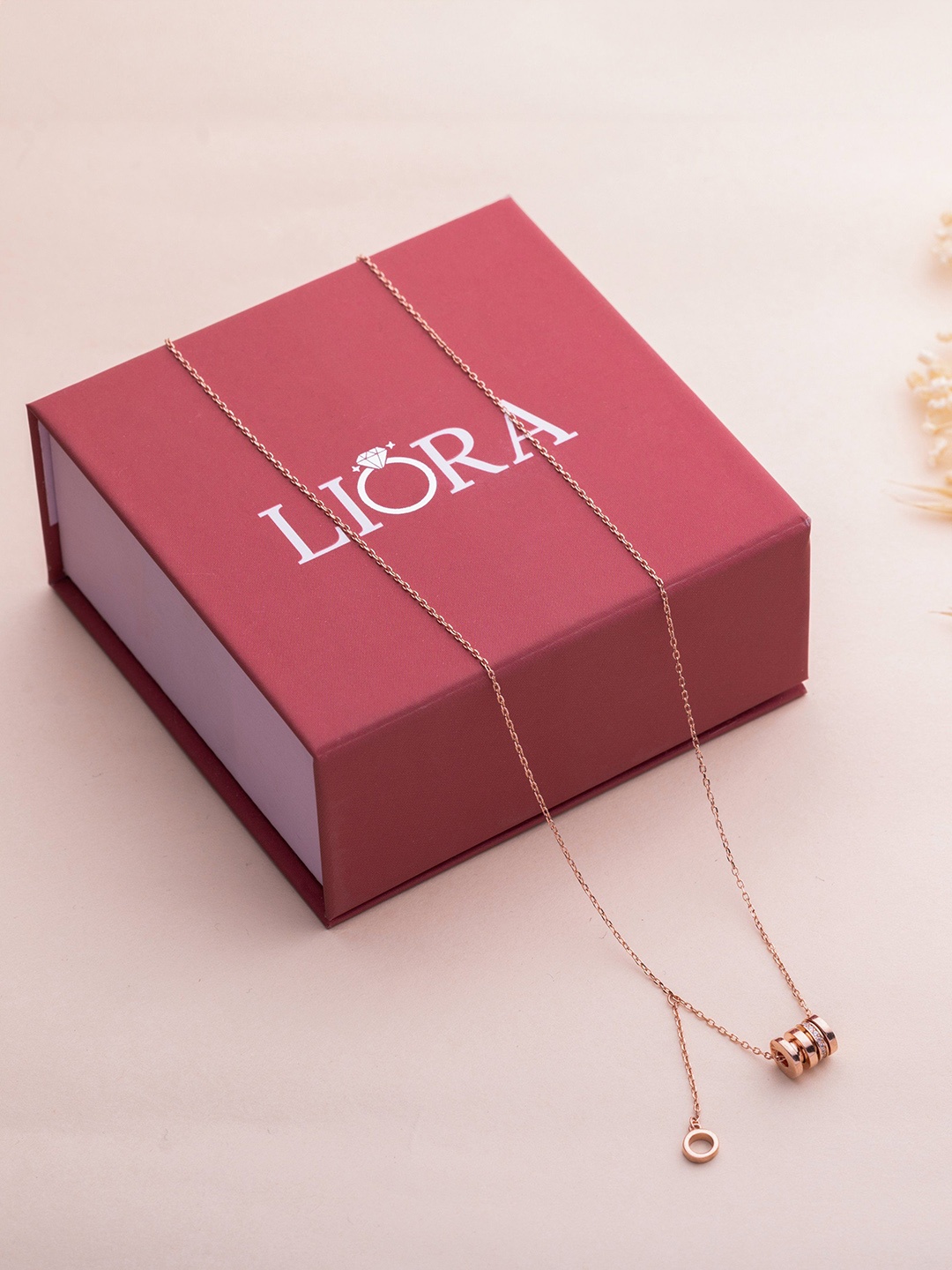 

LIORA 925 Silver Jewellery Sterling Silver Rose Gold-Plated CZ Stones-Studded Necklace