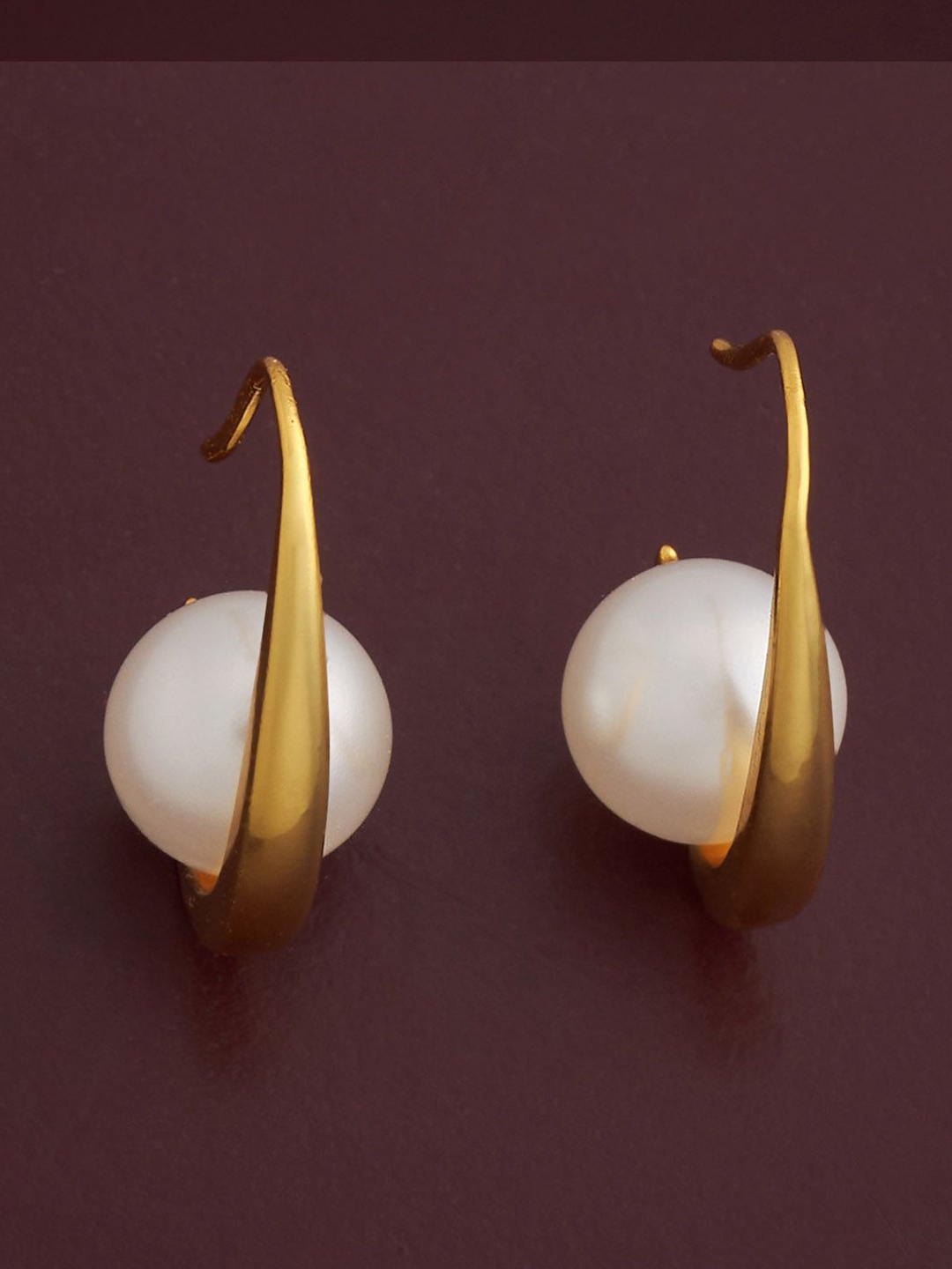 

Kushal's Fashion Jewellery 92.5 Silver Gold-Plated Pearl Classic Drop Earrings, White