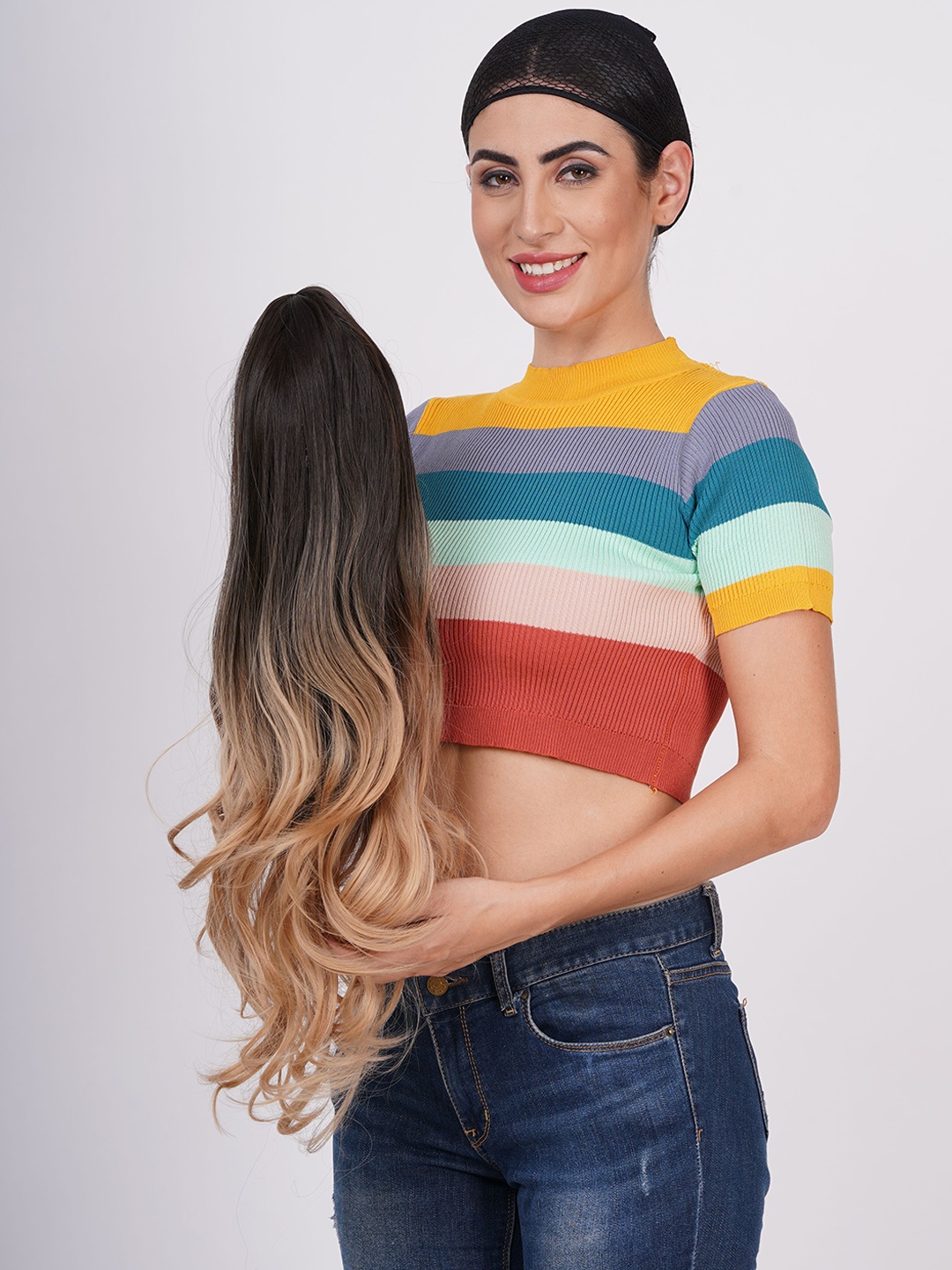 

camola deva Halo Wavy Scalp Topper Hair Extension- Brown- 30 Inch