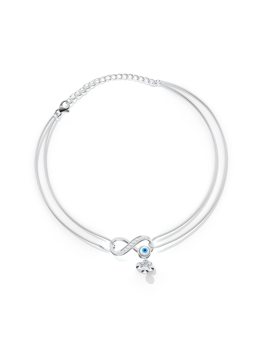 

Kicky And Perky Sterling Silver Rhodium-Plated Infinity Shaped Anklet