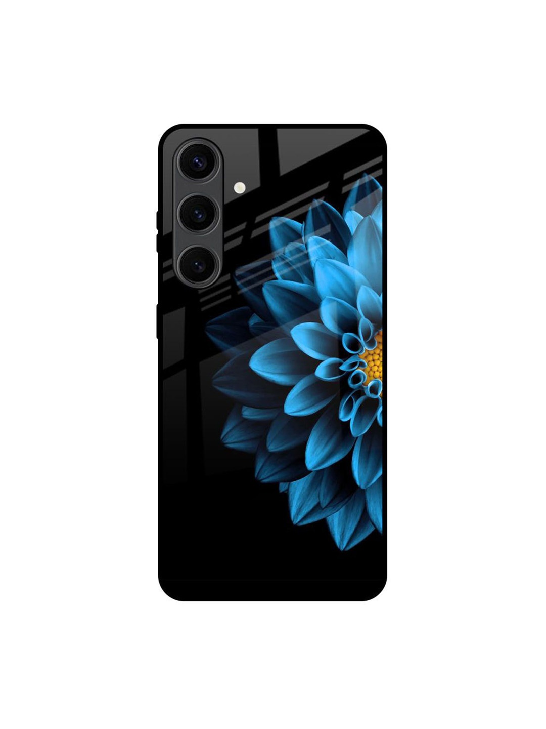 

QRIOH Half Blue Flower Real Printed Samsung Galaxy S24 Plus Back Case, Black