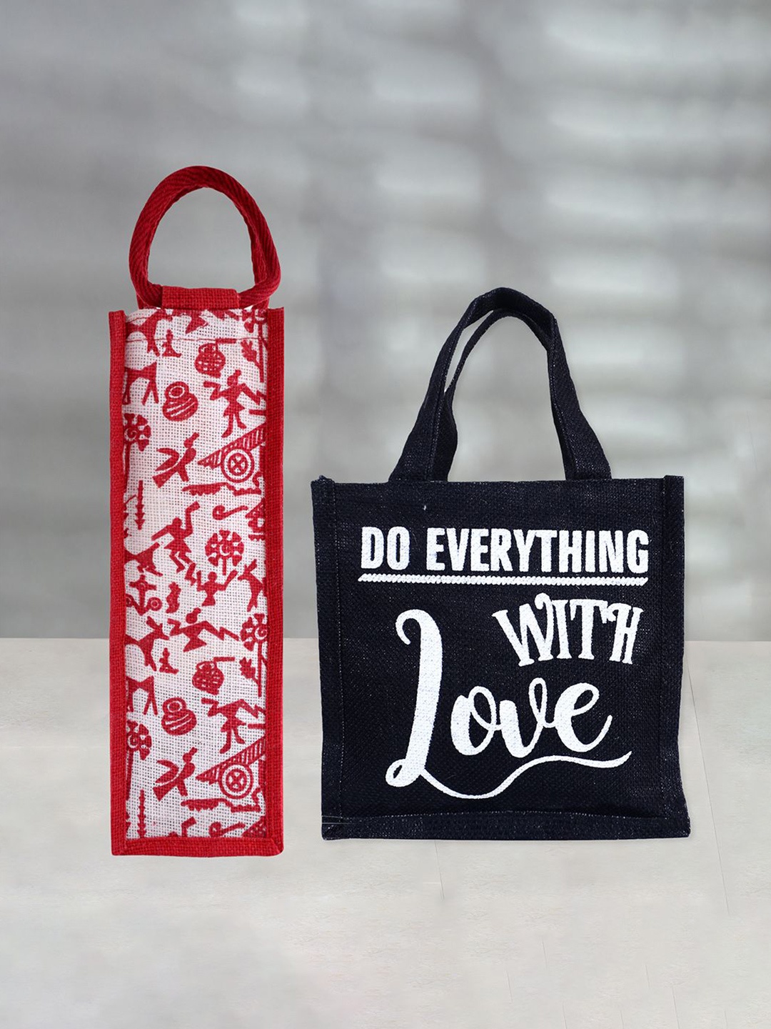 

Kuber Industries Set of 2 Other Prints Lunch bags Travel Accessory, Black