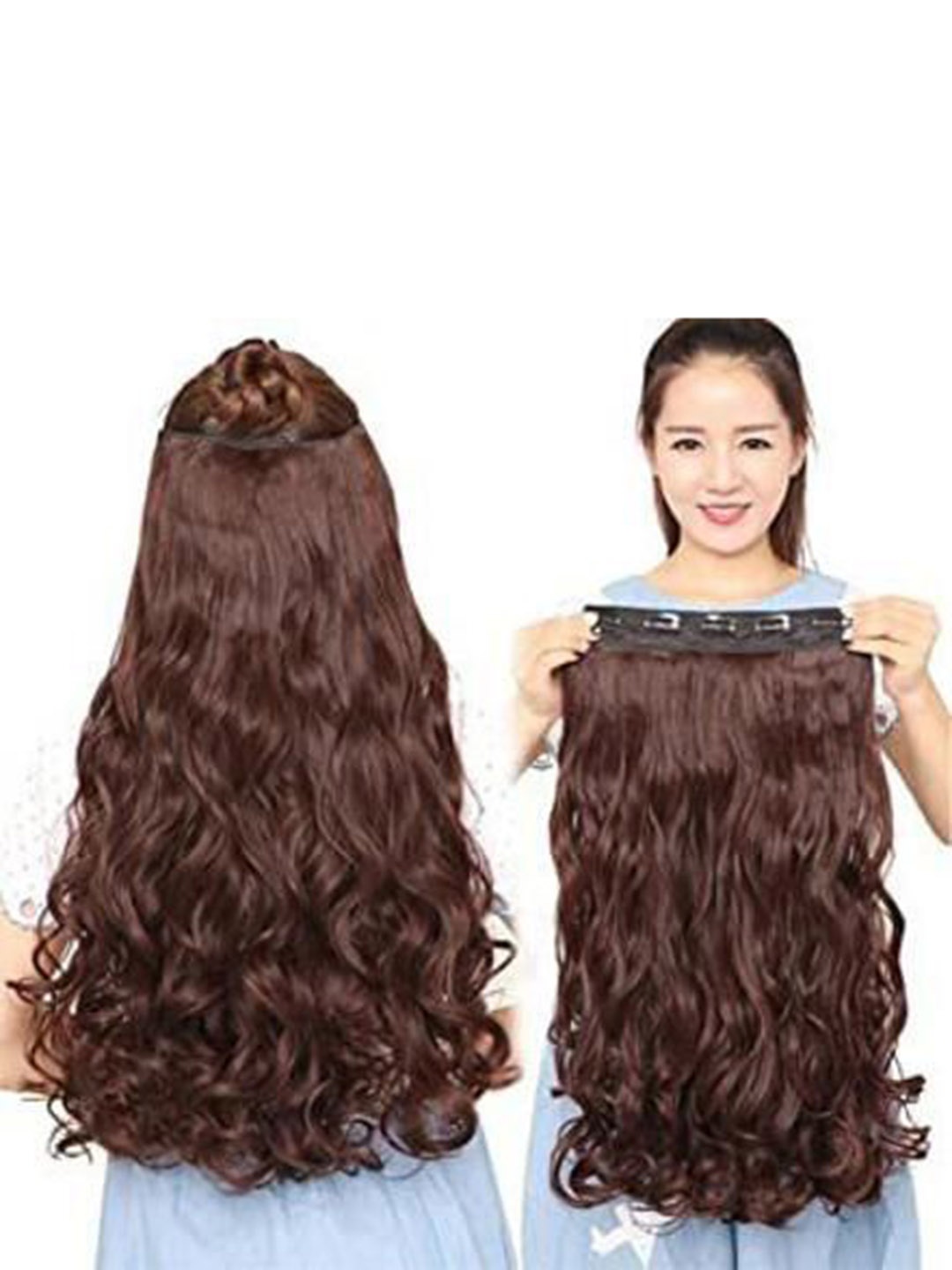 

camola deva Clip-In Wavy Scalp Topper Hair Extension - Brown - 50.8 cm