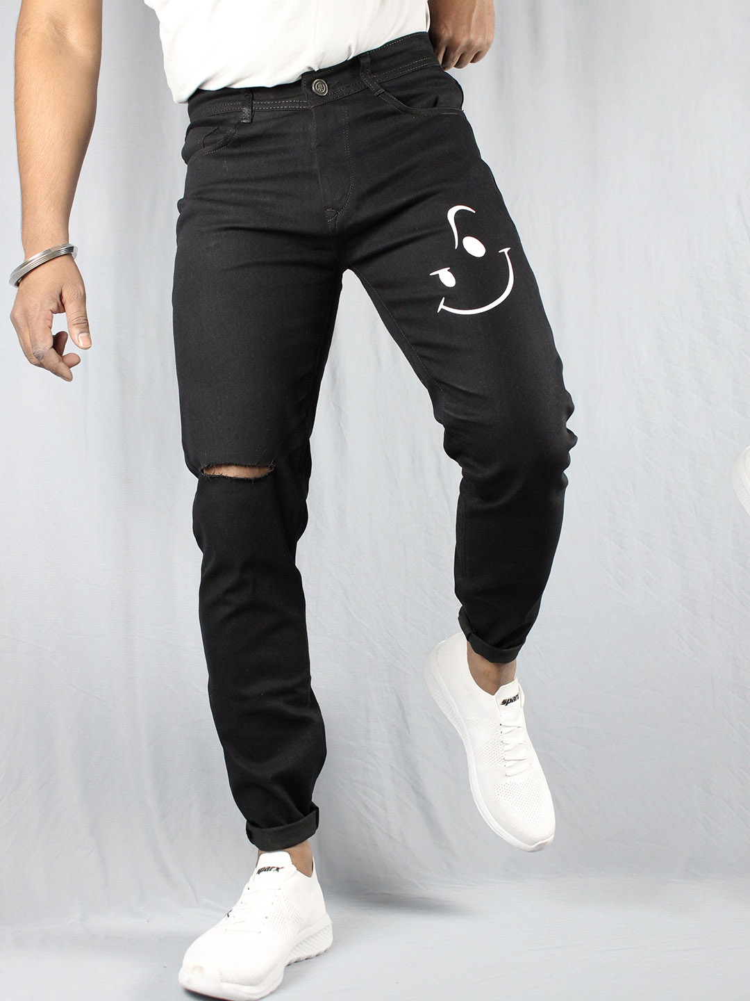 

styzon Men Jean Slim Fit Slash Knee Jeans, Black