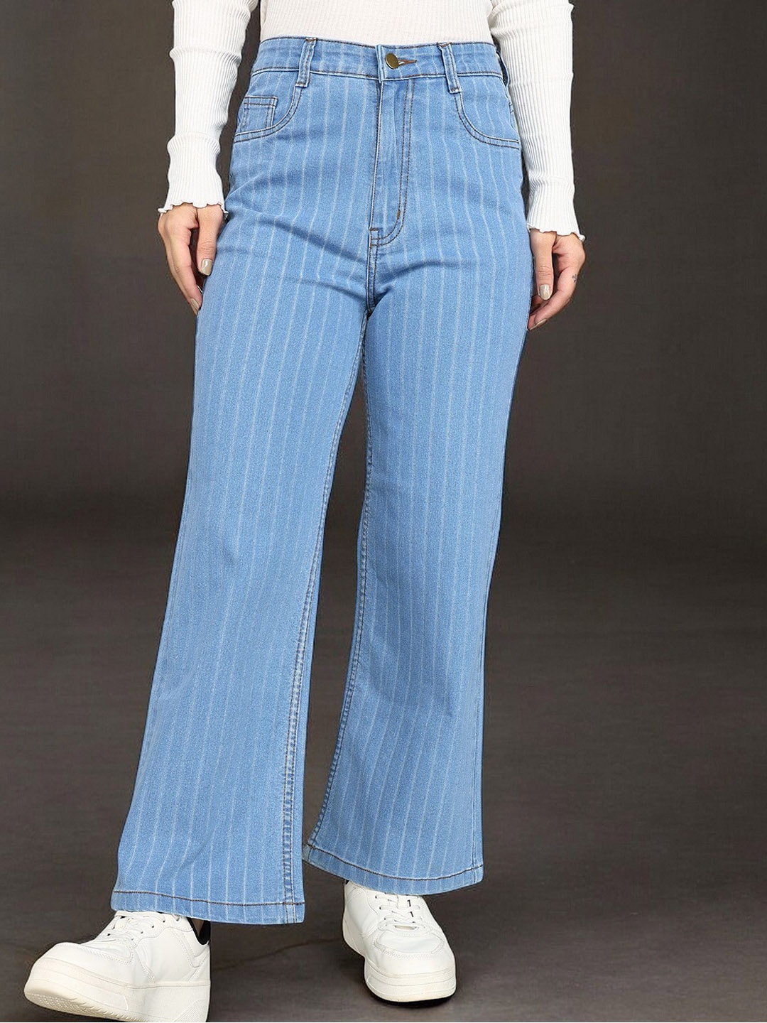 

Mast & Harbour Women High-Rise Wide Leg Jeans, Blue