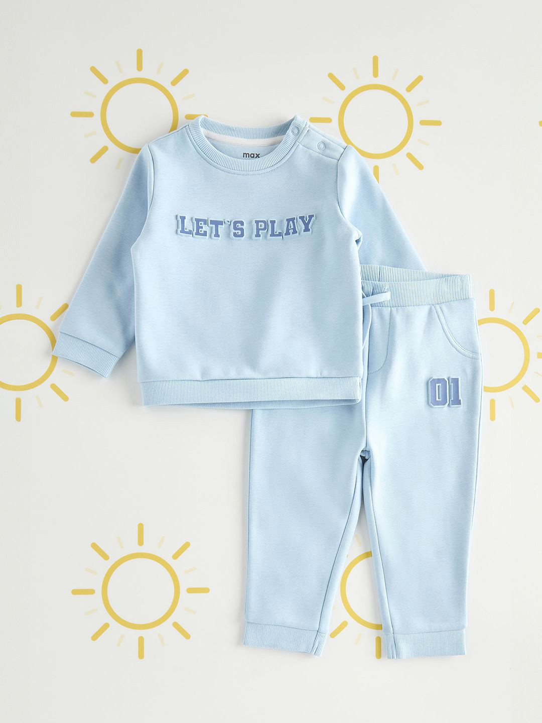 

max Boys Printed Round Neck Sweatshirt With Joggers, Blue