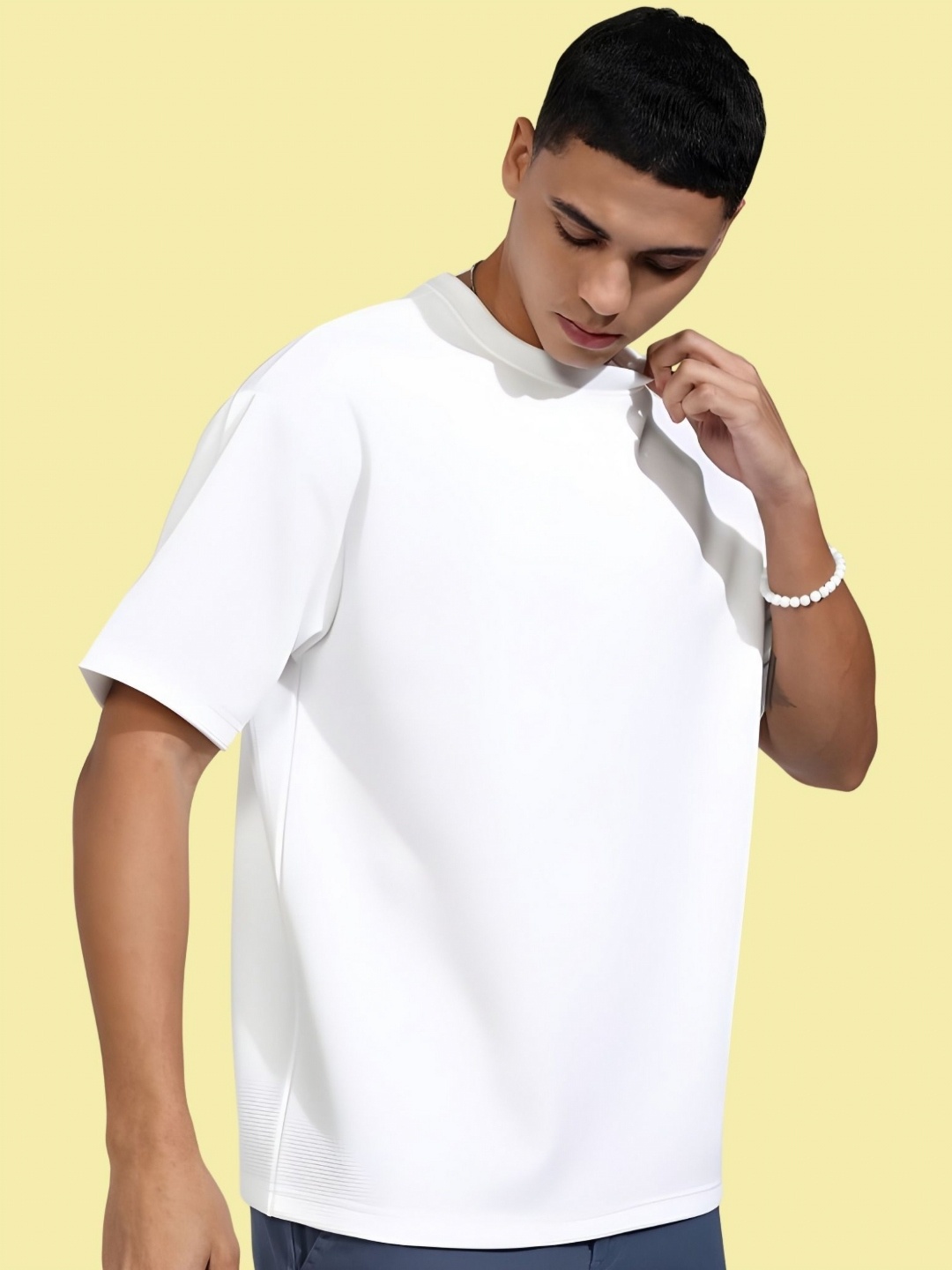 

THE BEETEL HOUSE Men Drop-Shoulder Sleeves T-shirt, White