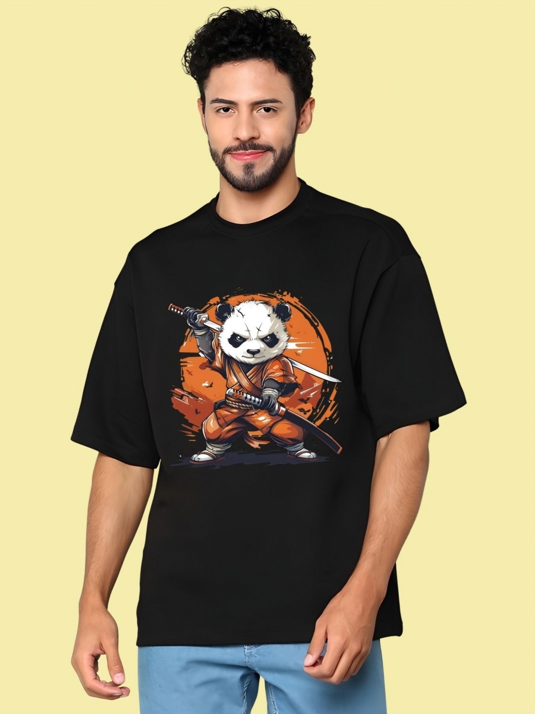

THE BEETEL HOUSE Men Drop-Shoulder Sleeves T-shirt, Black