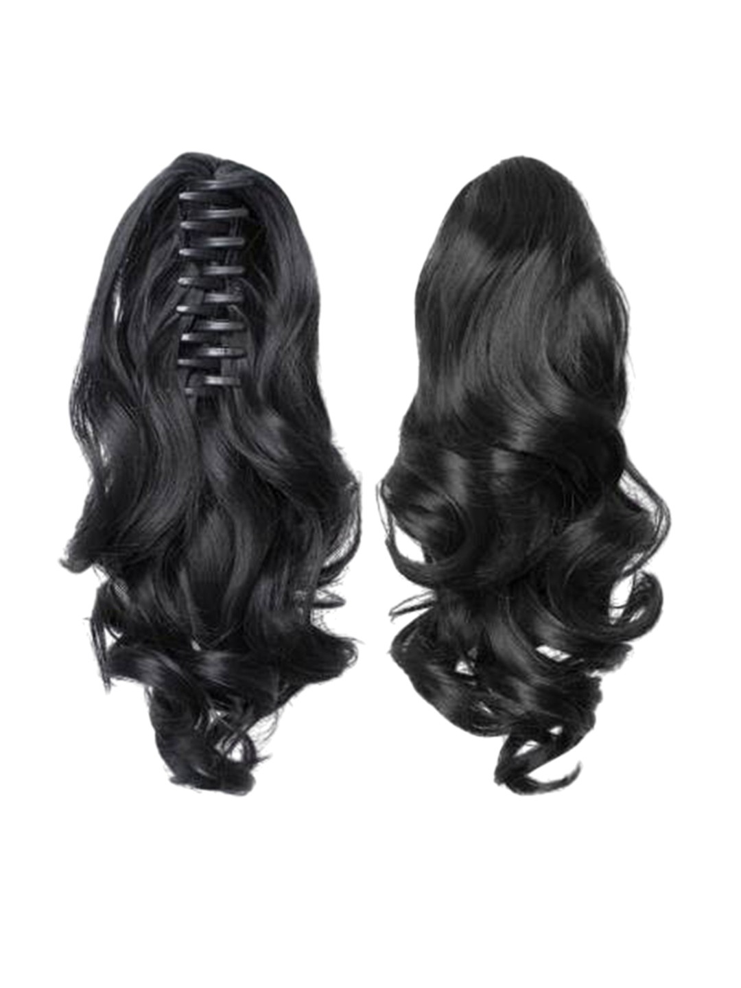 

camola deva Clip In Wavy Ponytail Hair Extension- Black- 20 Inch