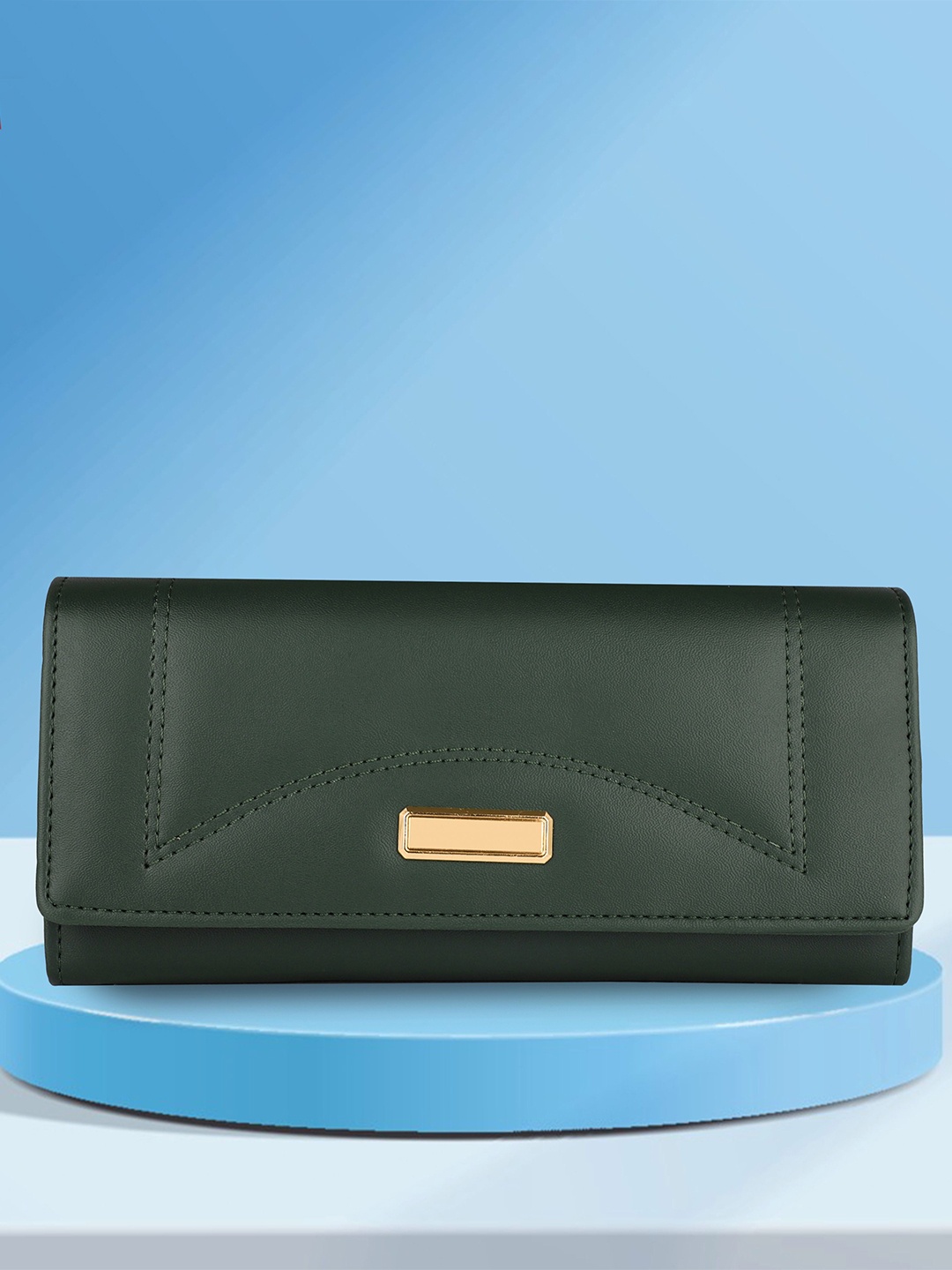 

MR. RAAQ Creation Women Textured Two Fold Wallet with Passport Holder, Green