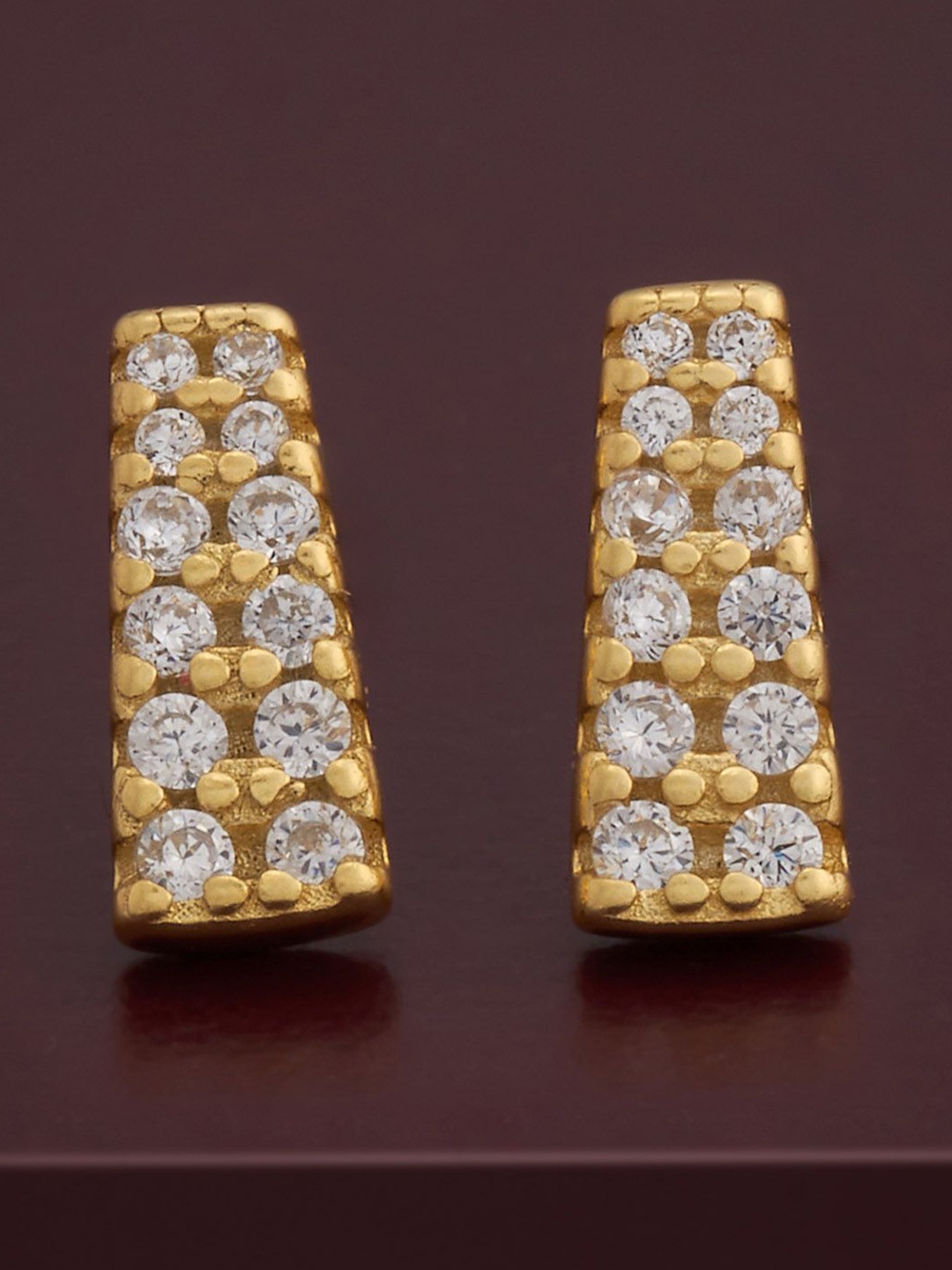 

Kushal's Fashion Jewellery 92.5 Silver Gold-Plated Zircon Studded Studs Earrings