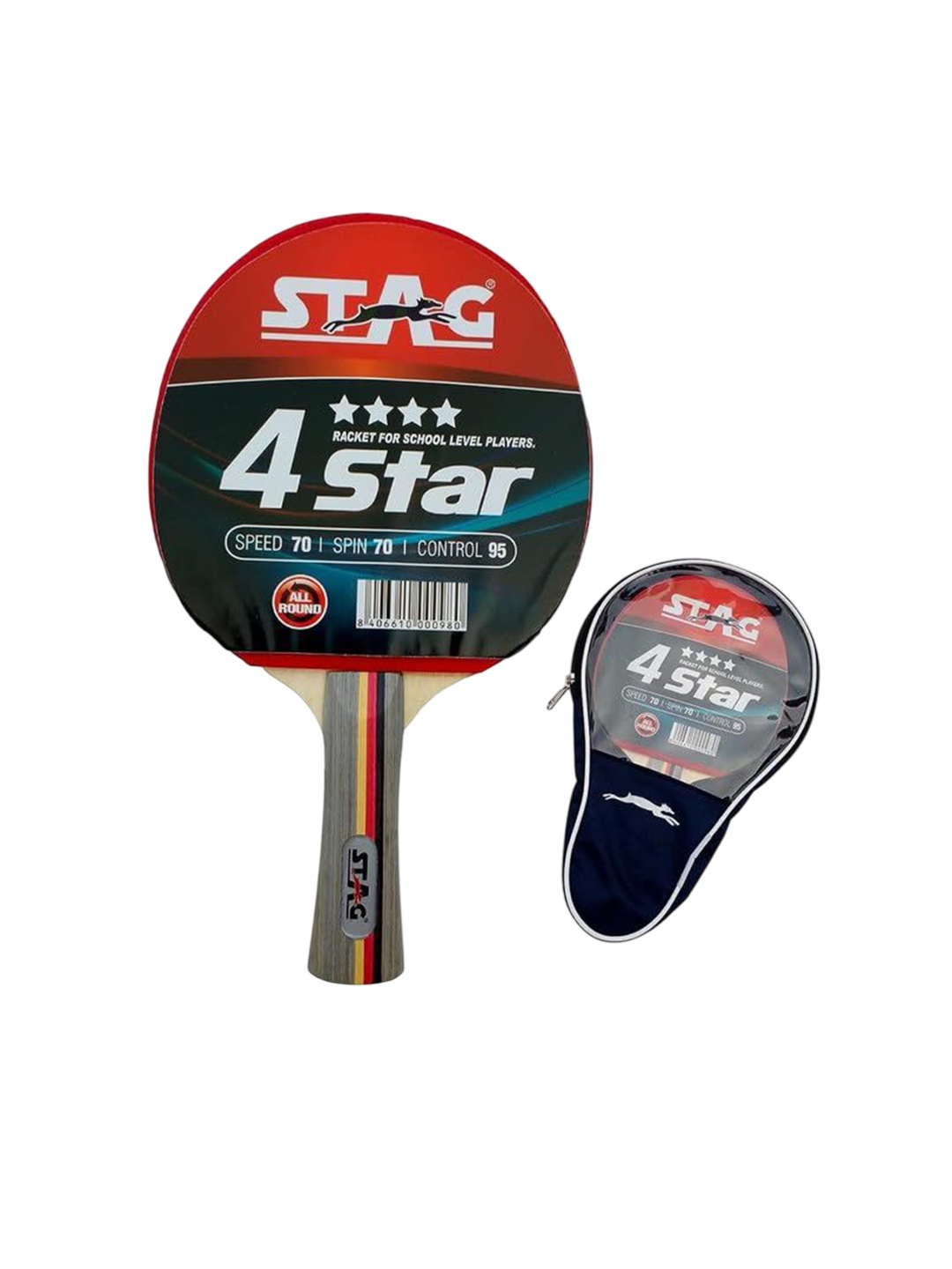 

STAG GLOBAL Printed Wooden Table Tennis Bat, Red