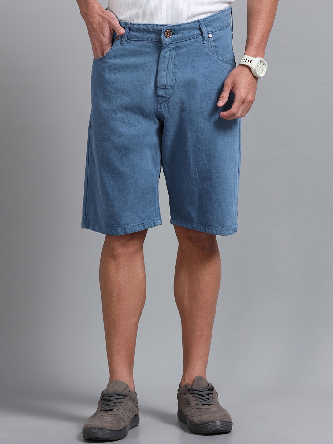

The Roadster Lifestyle Co Pure Cotton Relaxed Fit Shorts, Blue