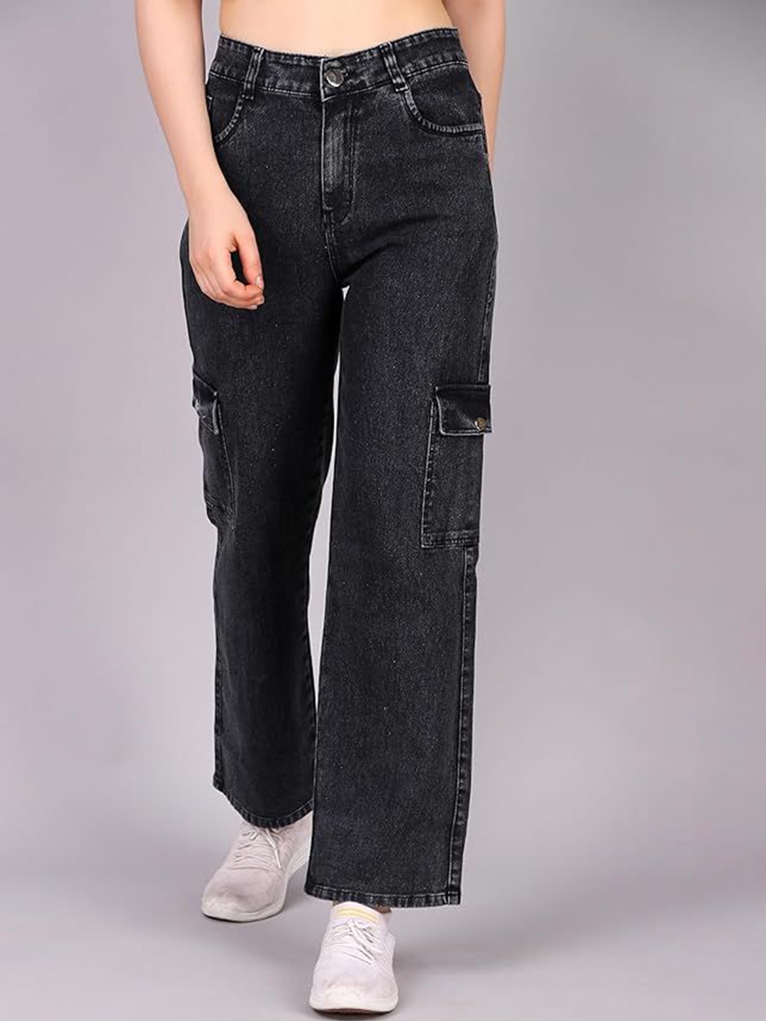 

XPIOX Women Jean Straight Fit High-Rise Stretchable Jeans, Grey
