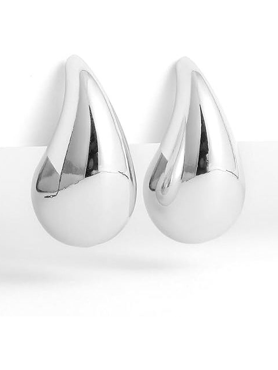 

Celestique Silver-Plated Teardrop Shaped Drop Earrings