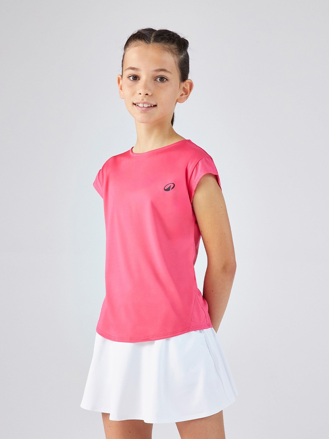 

Artengo By Decathlon Girls Solid Round Neck T-shirt, Pink
