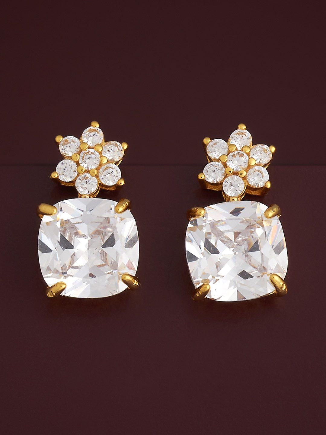 

Kushal's Fashion Jewellery 92.5 Silver Gold-Plated Cubic Zirconia Classic Studs, White