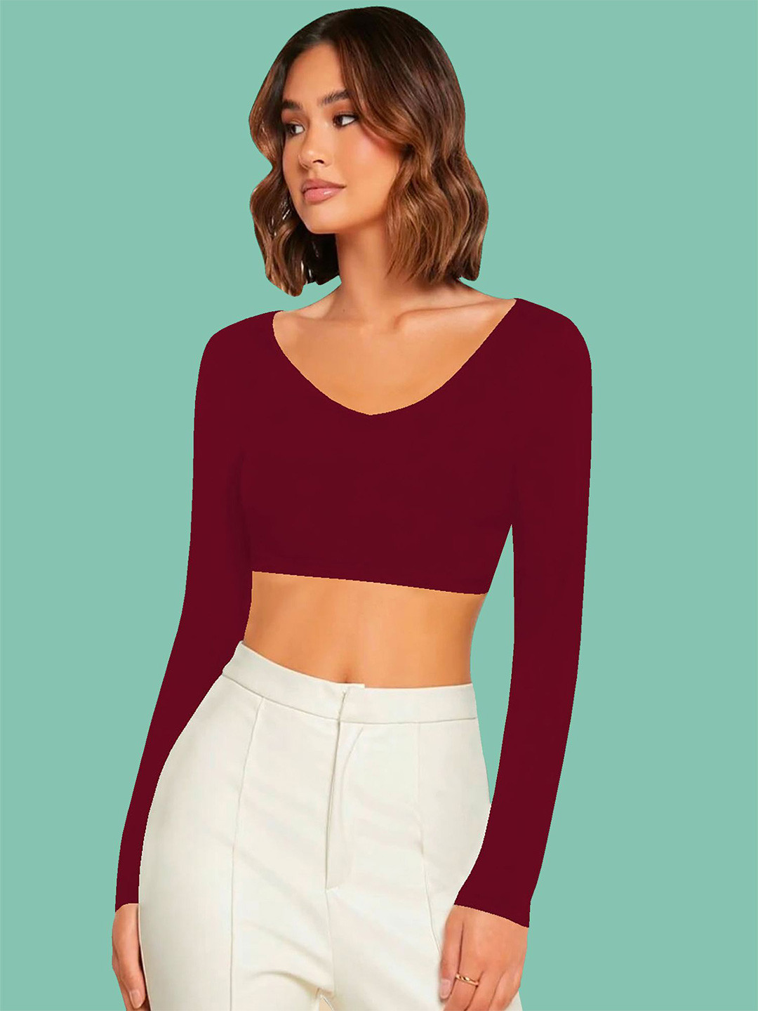 

Dream Beauty Fashion Crop Top, Maroon