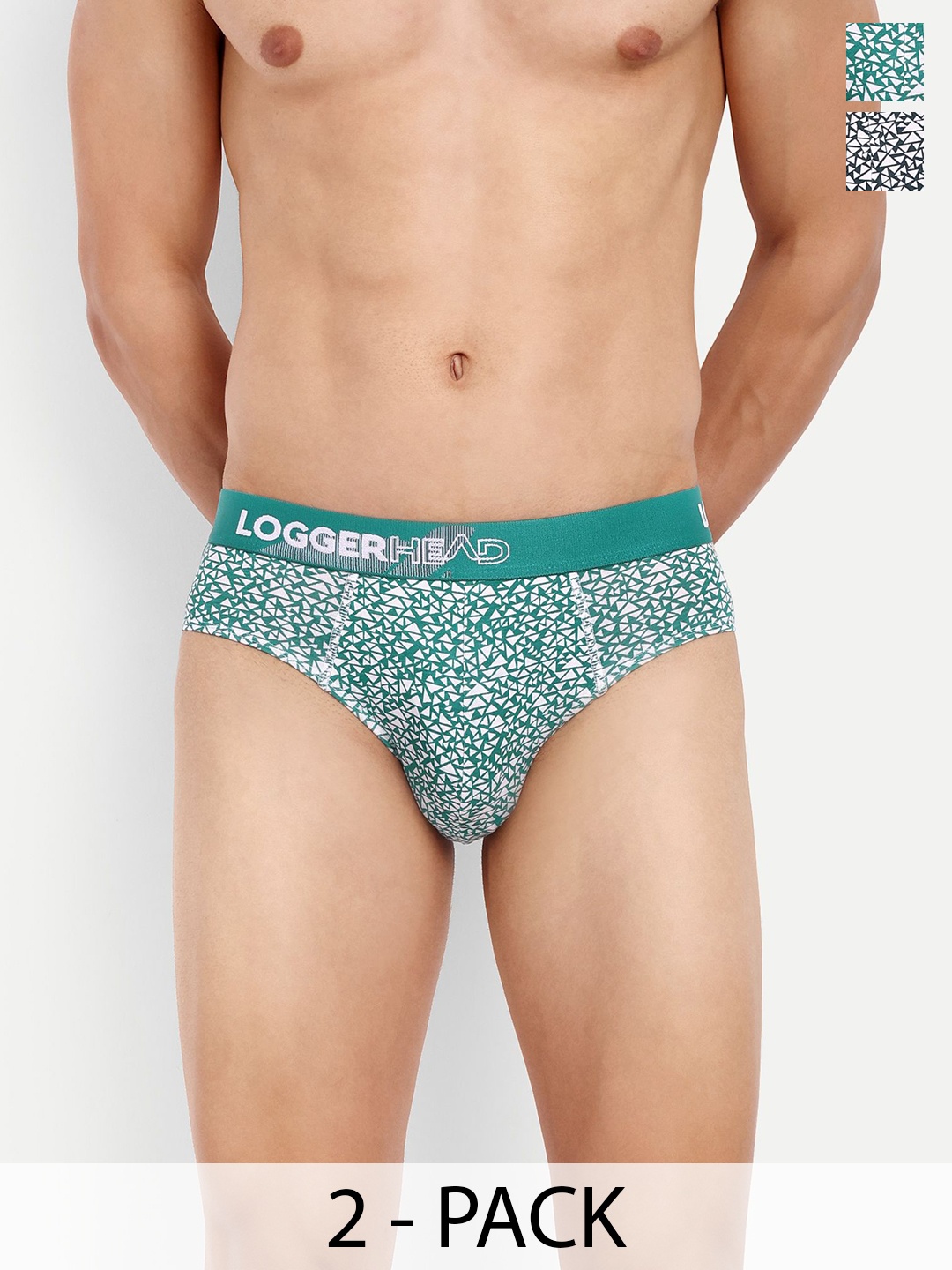 

LOGGERHEAD Pack Of 2 Printed Cotton Hipster Briefs LHPB006-Navy-Pista, Navy blue