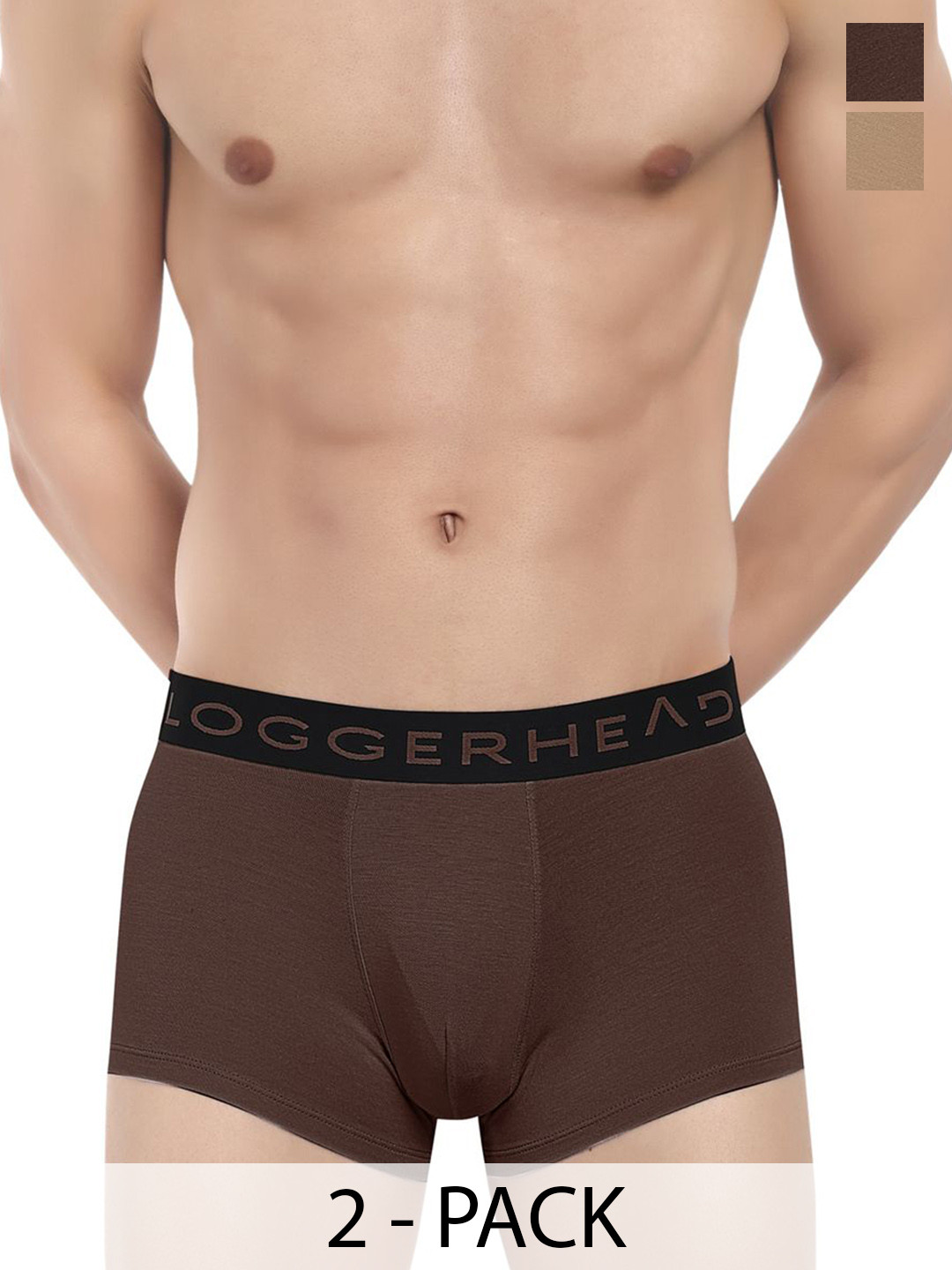 

LOGGERHEAD Pack Of 2 Mid Rise Trunks - LHMT013-Bitter-Sinopia-Bitter-Sinopia, Brown