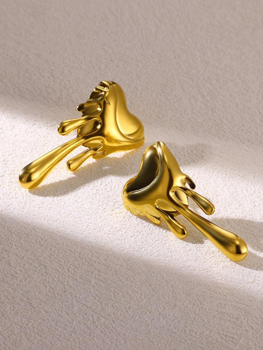 

MEENAZ Stainless Steel Gold-Plated Contemporary Shaped Anti Tarnish Studs