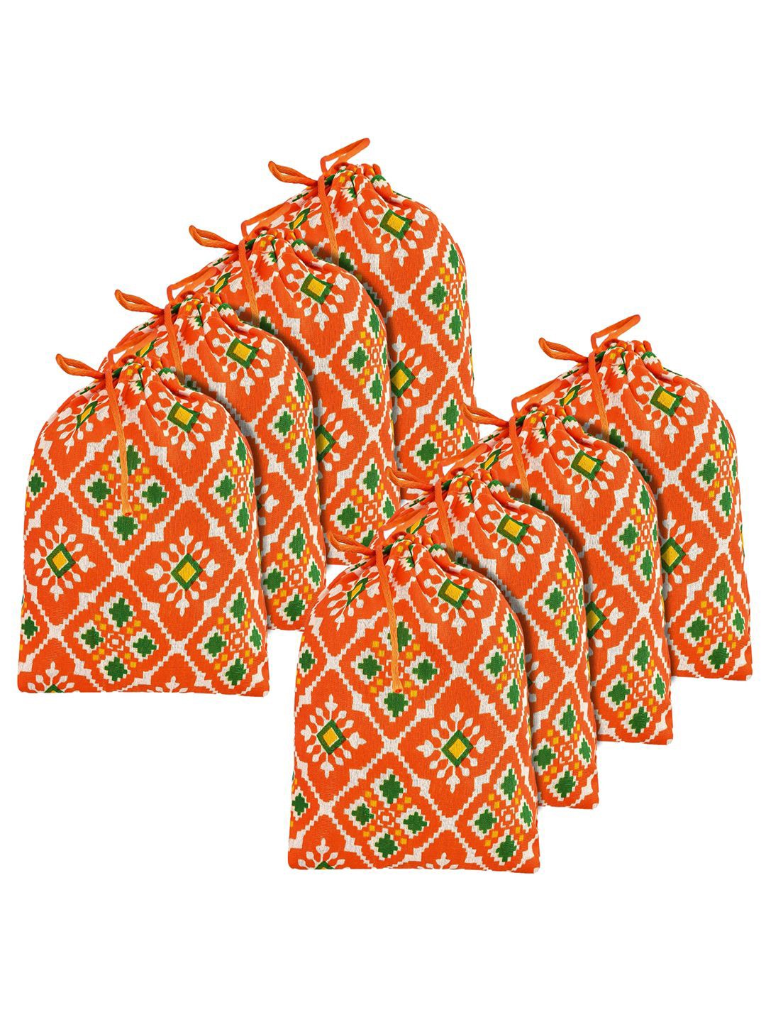 

Kuber Industries Pack Of 8 Printed Silk Potli Clutch, Orange