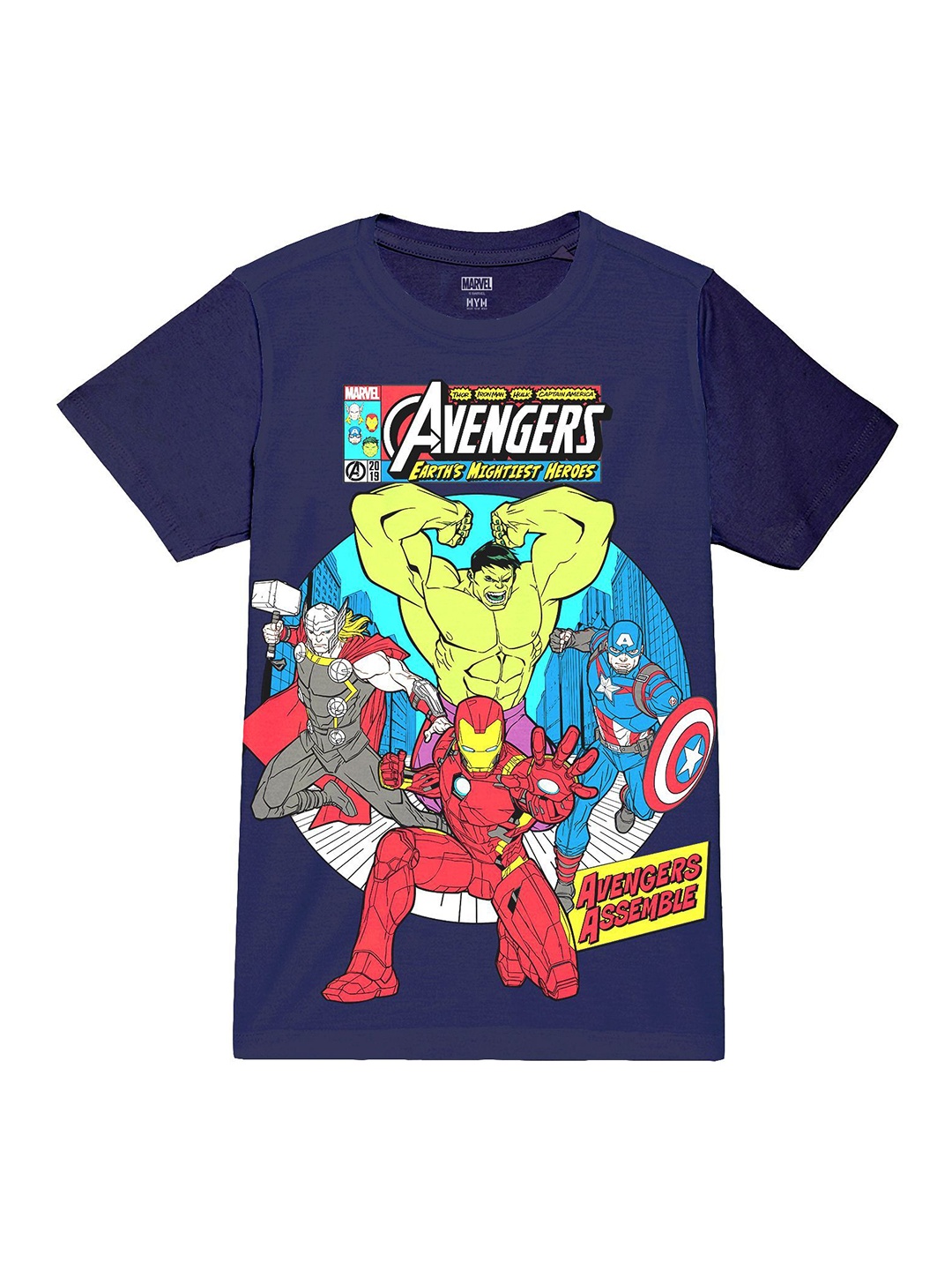 

Wear Your Mind Boys Avengers Printed Applique T-shirt, Blue