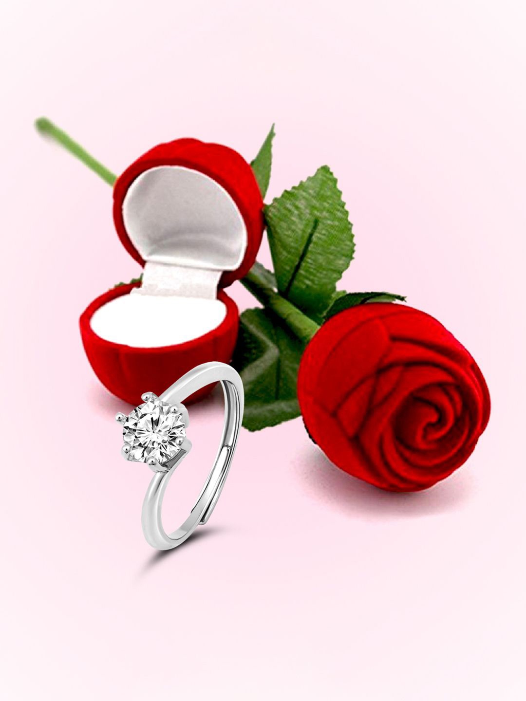 

Peora Silver-Plated Cubic Zirconia Studded Finger Ring With Gift Box